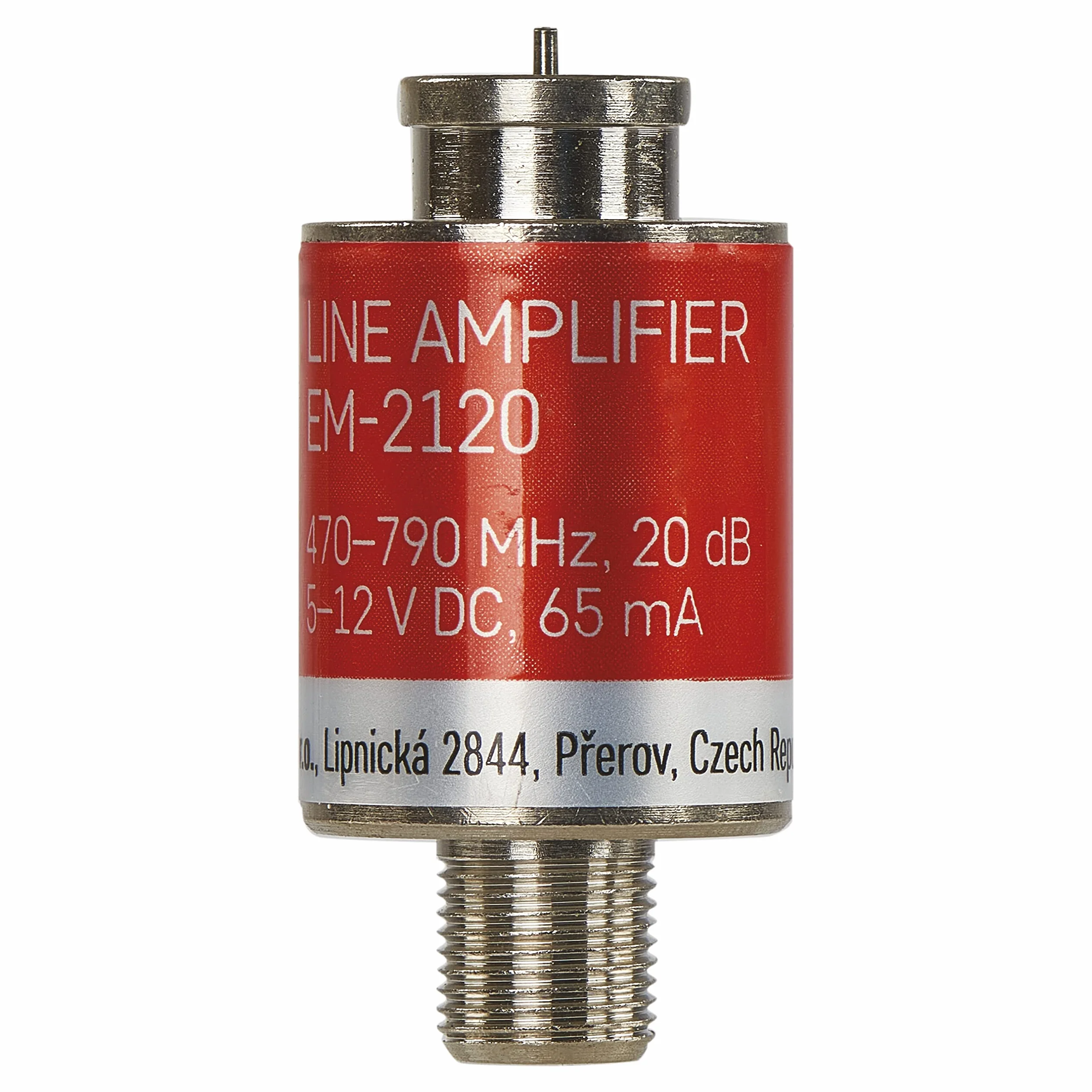 EMOS Satelitarny wzmacniacz liniowy Inline 20 dB 470–790 MHz do DVB-T2 srebrny