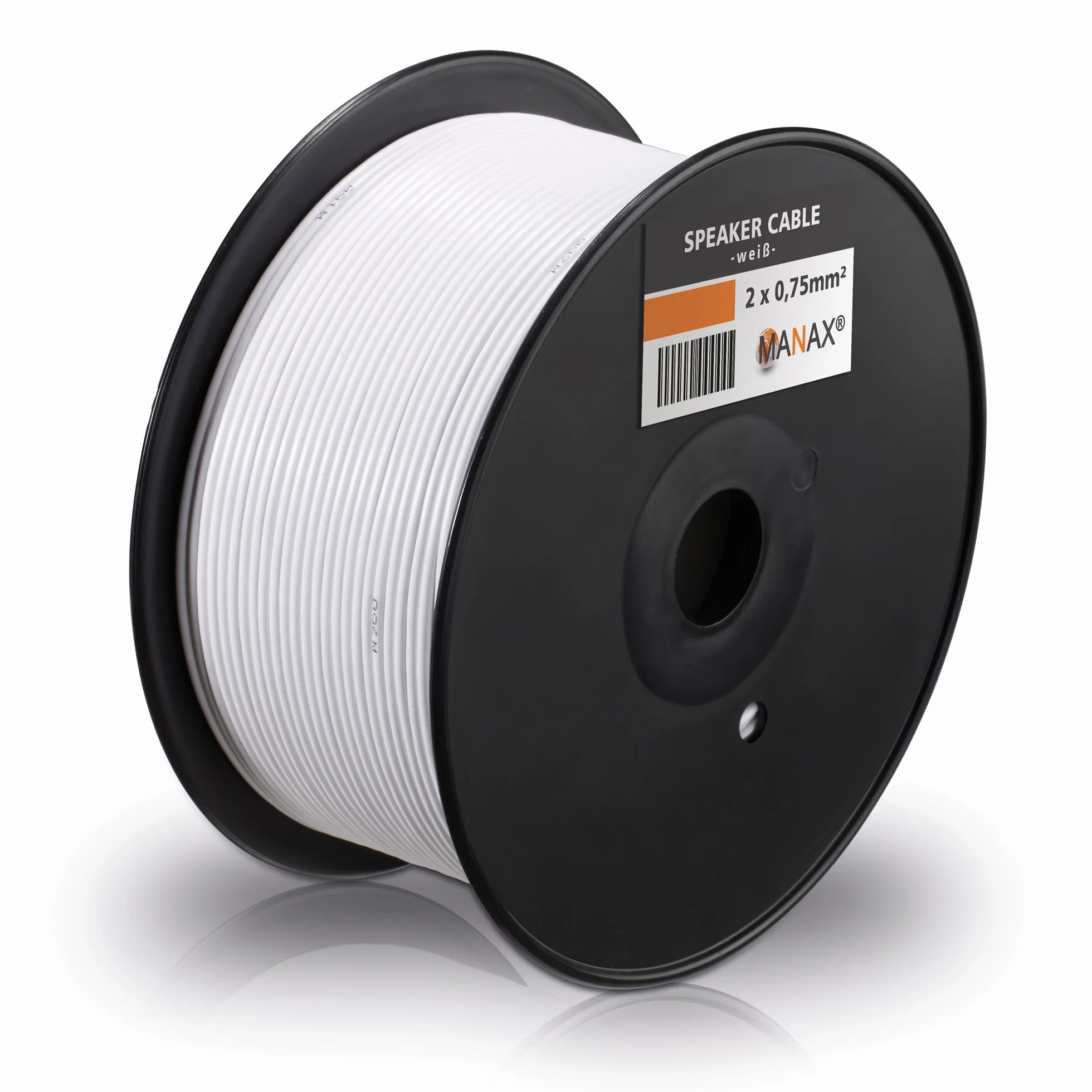 MANAX® Przewód podwójny 25 m, 2 x 0,75 mm², biały kabel 2-żyłowy (25 m 0,75 mm² - 1 pierścień, biały)