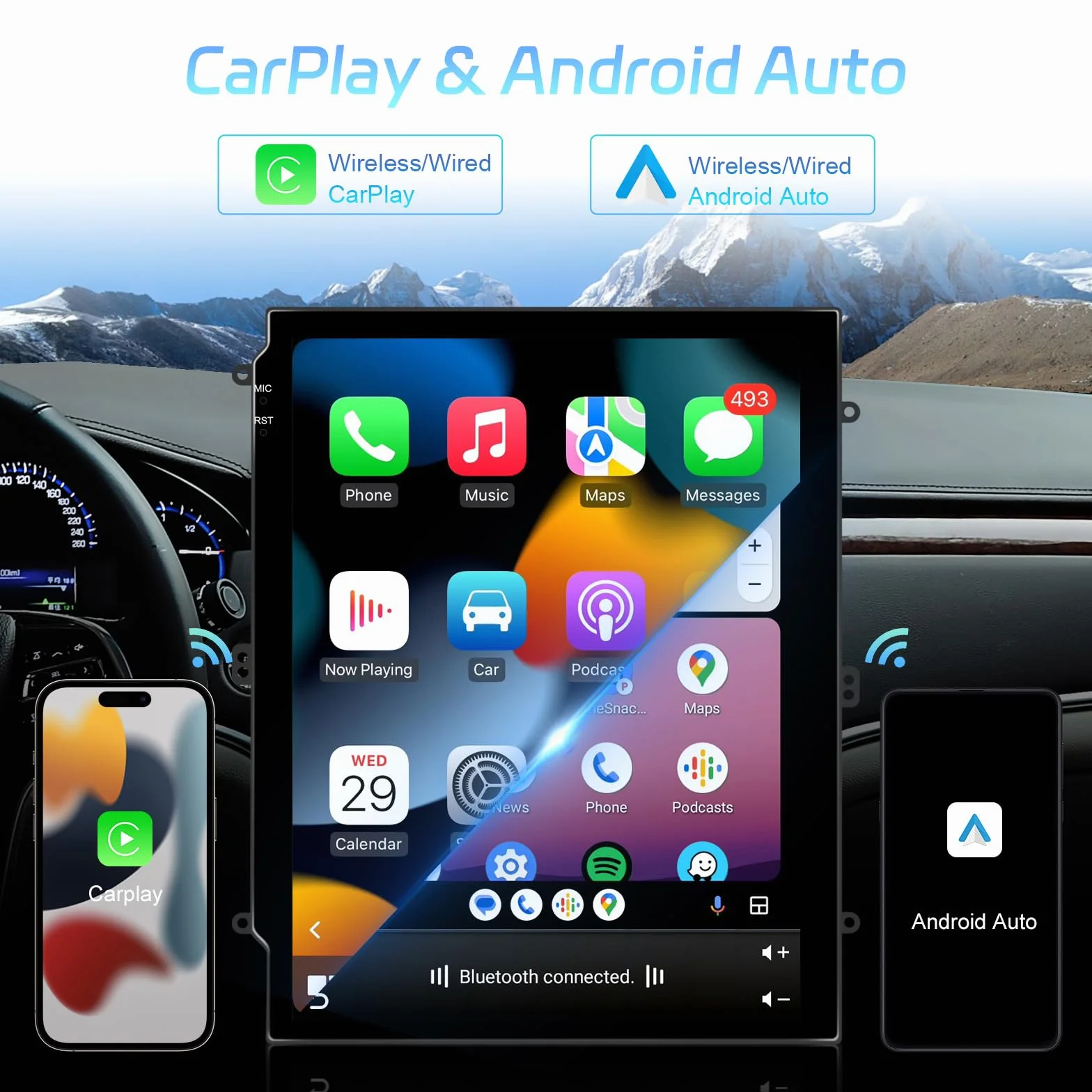 Android 15 Qualcomm Car Radio for F-ord Focus (2011-2019) Wymiana Stereo Head Unit 9,7" QLED Touchscreen z nawigacją Carplay GPS Multimedia Player DSP,M700s