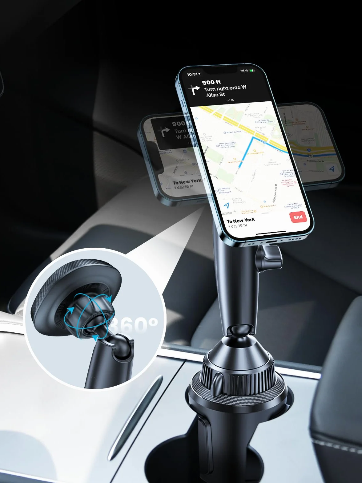 EXELIQ Magnetyczny uchwyt na kubek podstawka na telefon do Magsafe, [mocny magnes] elastyczny potrójny uchwyt na kubek na telefon do samochodu, Tesli, ciężarówki, SUV-ów, kompatybilny z iPhone 16, 15