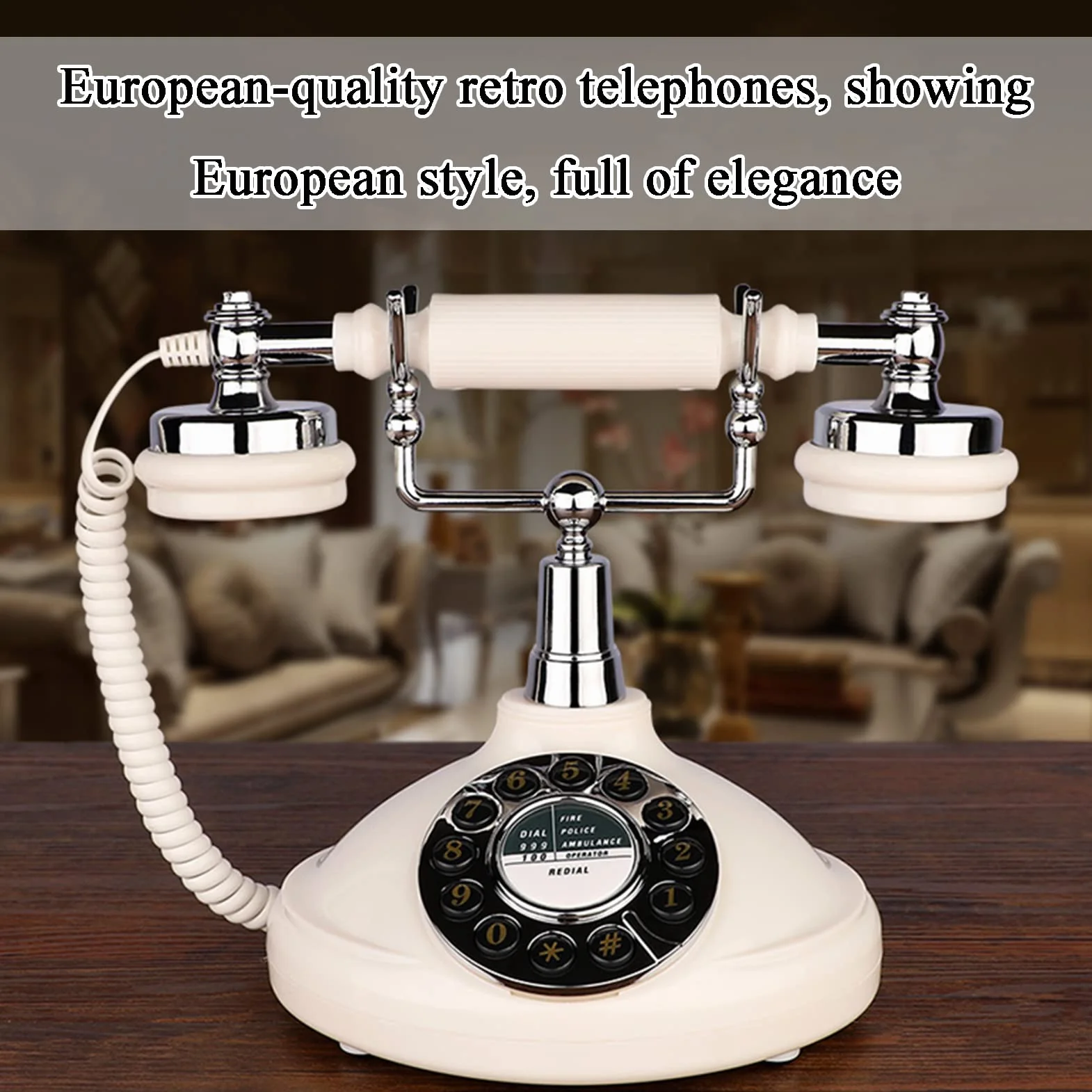 Europejski telefon retro Telefon stacjonarny Home Office Amerykański Antyczny Kreatywny Modny Retro Dzwonki(Rotate)
