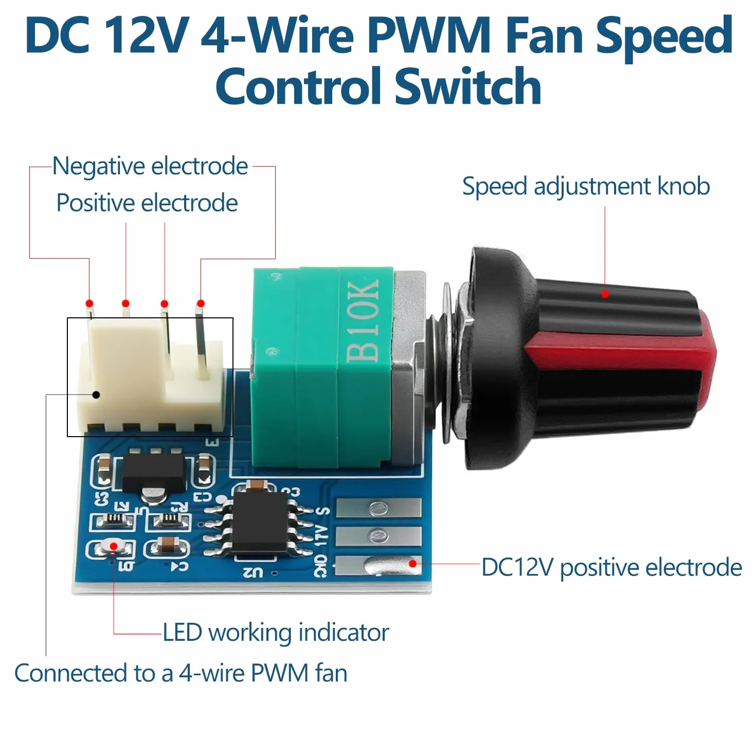 PWM regulator prędkości obrotowej DC 12V 25kHz wentylator CPU do PC