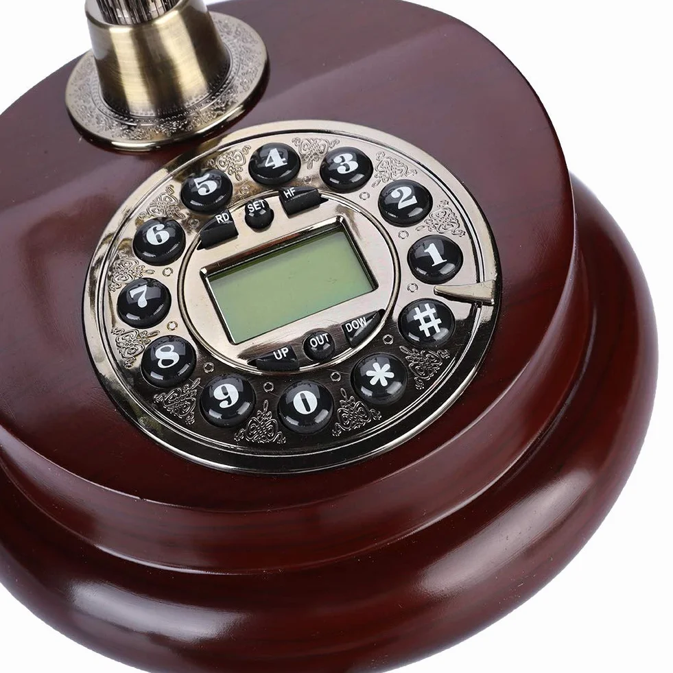 Telefon stacjonarny w stylu retro, vintage, przewodowy telefon stacjonarny, przewód z zasilaniem, biuro hotelowe, Home Desktop, telefon przewodowy, z antypoślizgową matą,