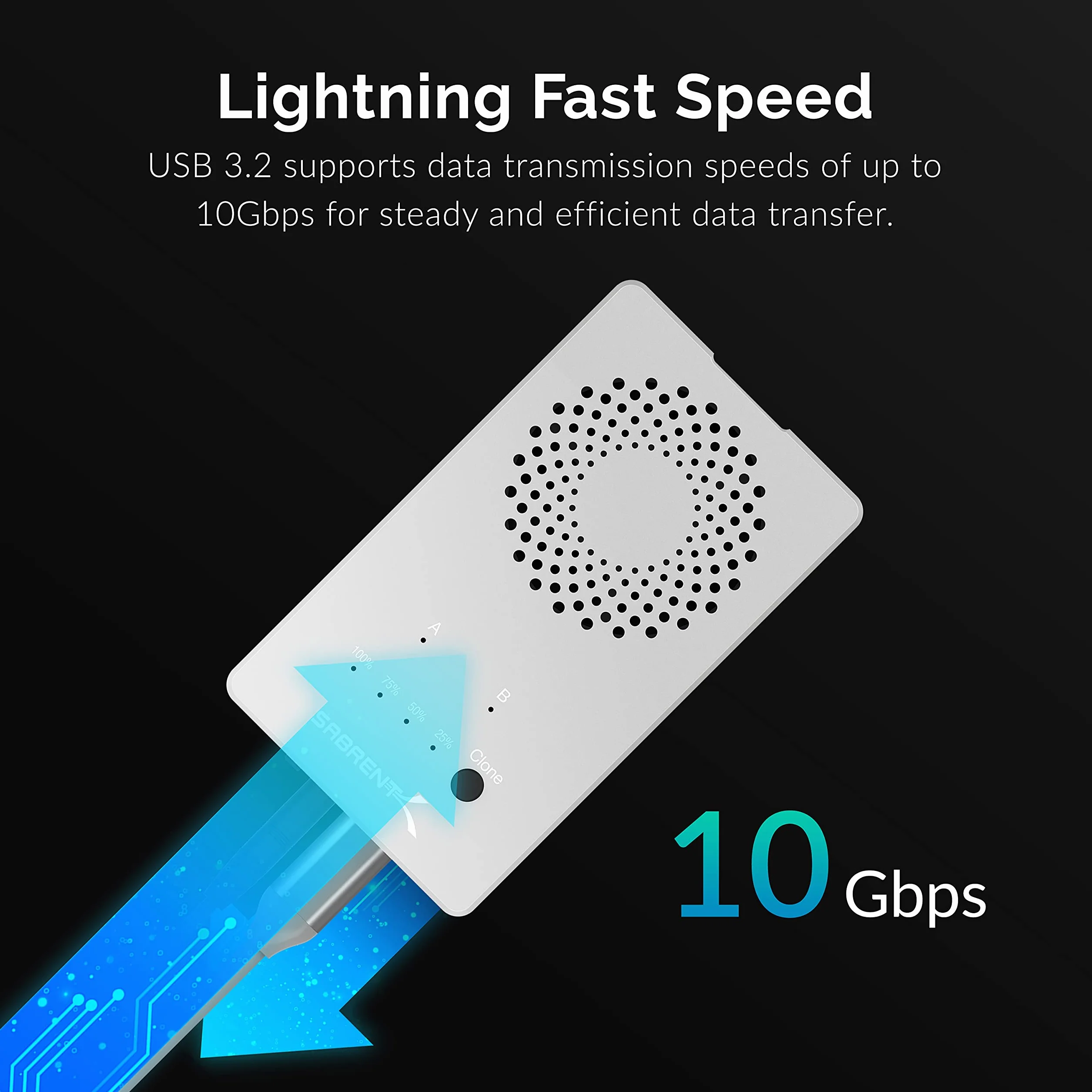 SABRENT Stacja dokująca M.2 SSD, podwójny klon NVMe, obudowa z funkcją powielacza USB C 3.2 PCIe, zewnętrzna aluminiowa obudowa do dwóch M2 NVMe z zasilaczem, bez narzędzi (EC-SSD2)