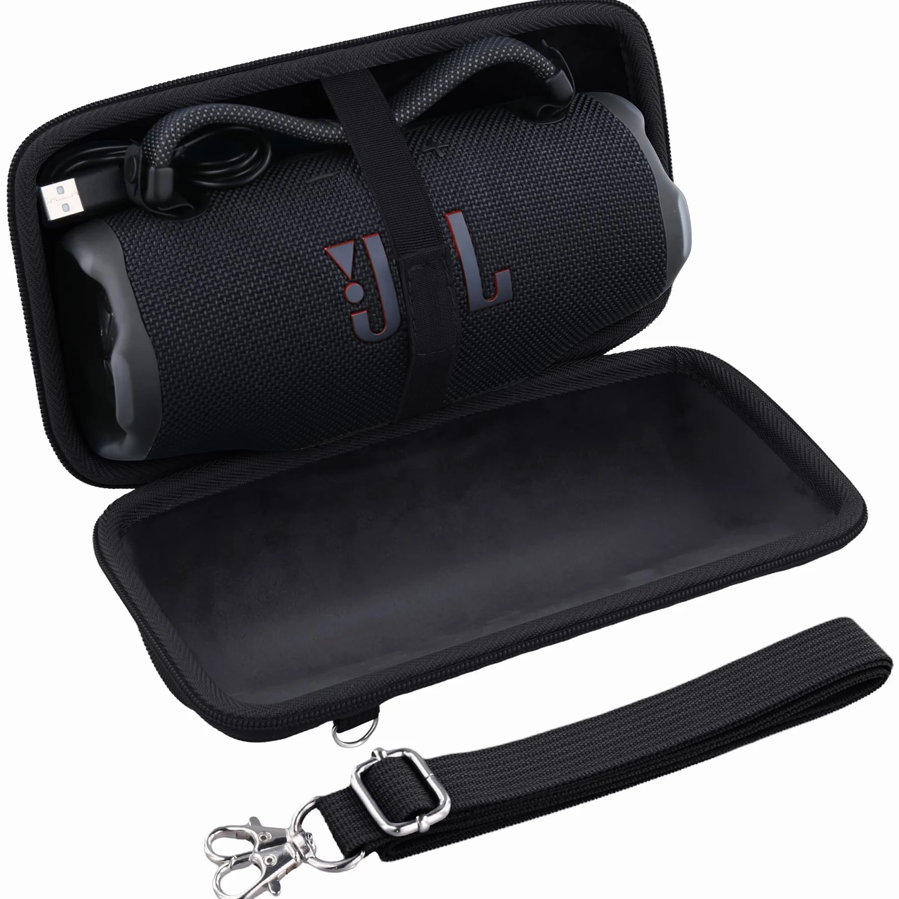 Khanka do ładowania JBL Charge 6/ Charge 5/ Charge 4 Przenośny głośnik Bluetooth Podróżny sztywny futerał transportowy z opaską na ramię, tylko etui, czarny, JBL Charge 6, Minimalistyczny
