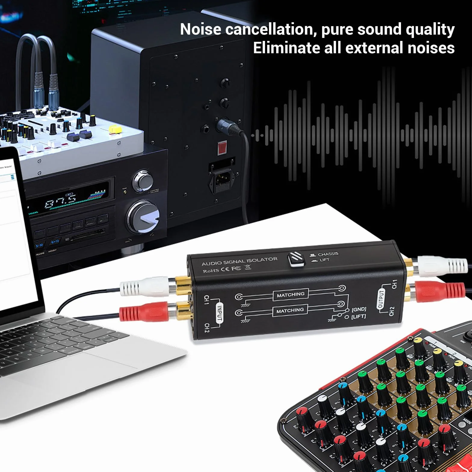 Samochodowy Sprzęt Audio Filtr Izolujący Hałas, Izolator Szumów Eliminator Szumów Audio, Izolator Szumów Pętli Filtr Szumów, do Kina Domowego Samochodowy Odtwarzacz Audio HiFi