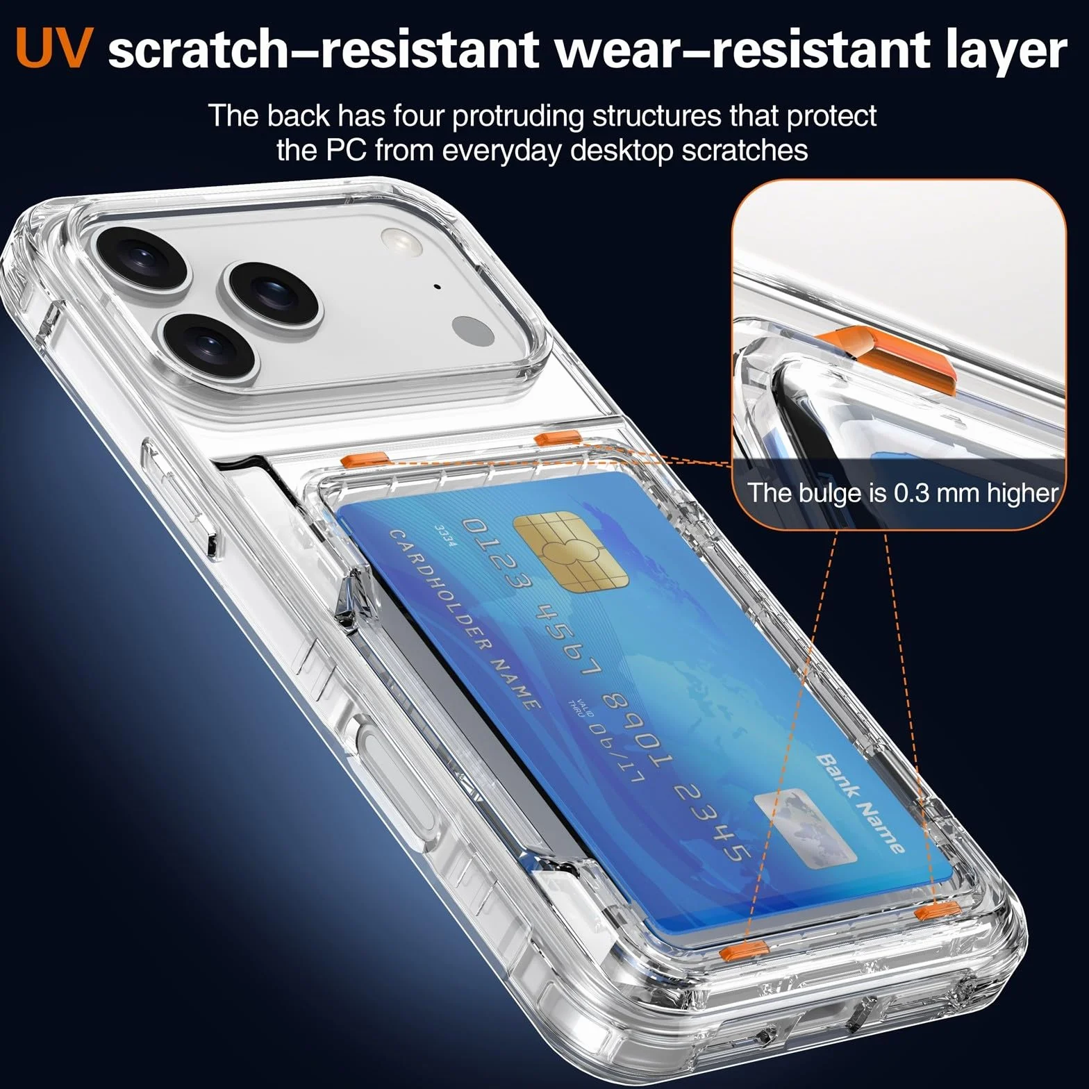 Generic etui kompatybilne z iPhone 17 PRO (kolor: przezroczysty) stojak na karty twardy tył twardy silikon przezroczyste etui