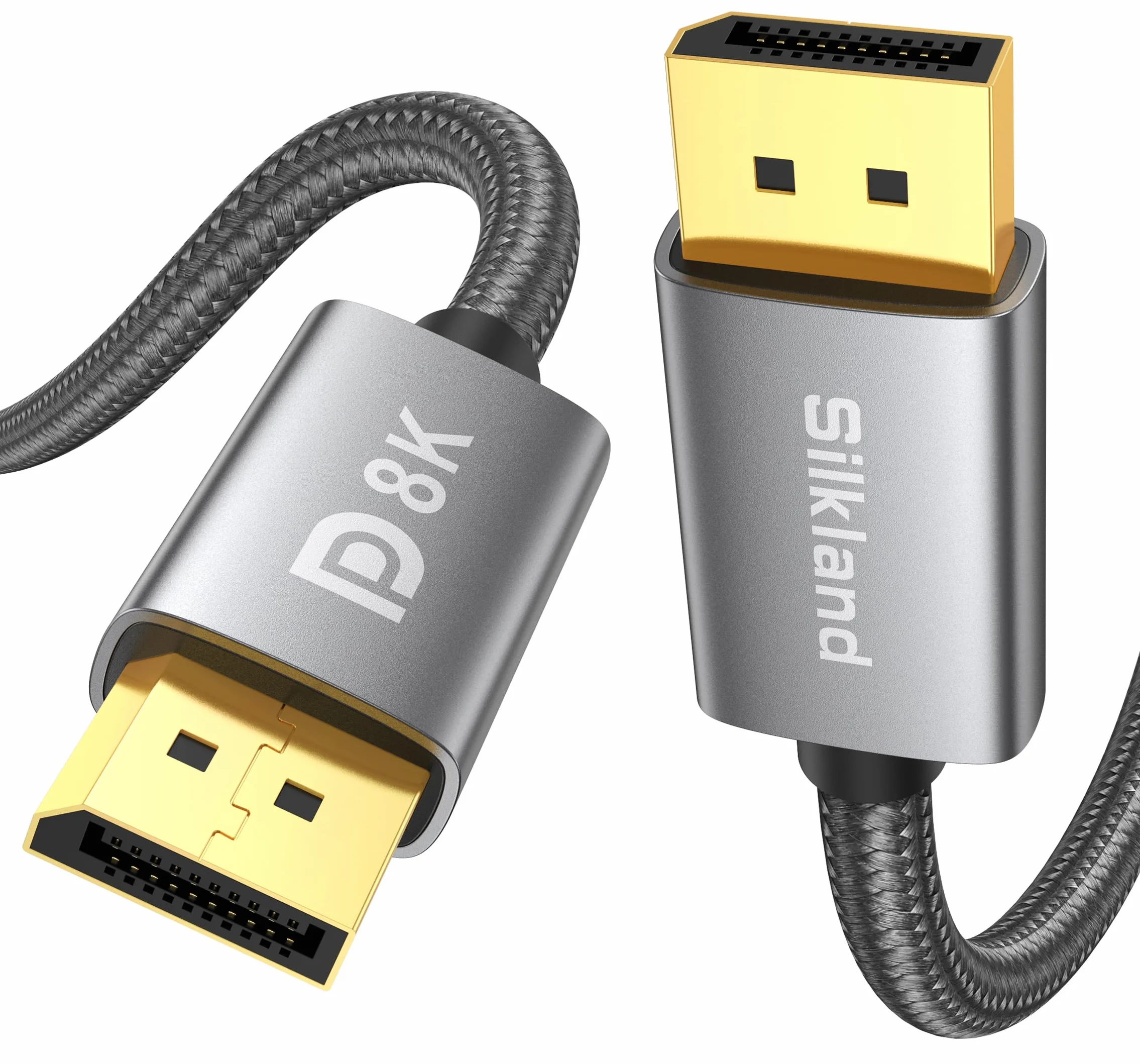 Silkland Kabel DisplayPort 1.4 3M [certyfikat VESA], 4K@144Hz, 2K@240Hz/180Hz/165Hz, 8K@60Hz, HBR3 32.4Gbps, HDR, DSC 1.2, HDCP 2.2, G-Sync&FreeSync, Kabel DP 1.4 do Gaming-Monitor, Karty Graficznej