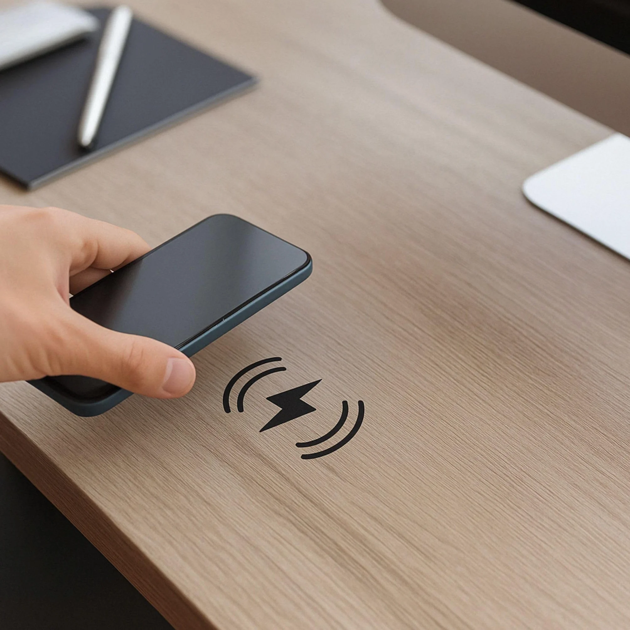 Kalb | DualCharge 10 W bezprzewodowa ładowarka z wyjściem USB 15 W, podstawa do 30 mm, niewidoczna, ładowarka indukcyjna z wentylatorem, zasilacz, kabel 1200 mm