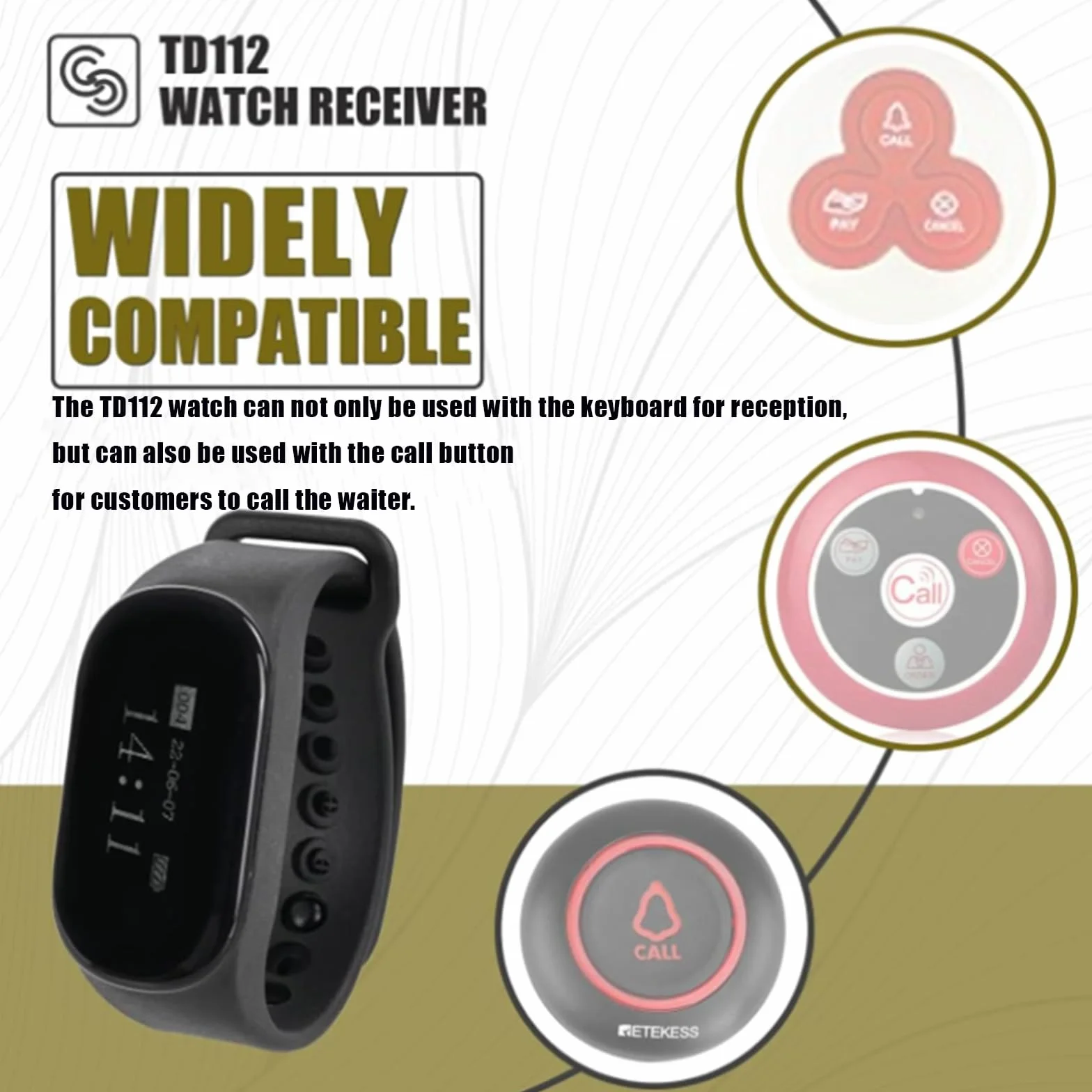 Retekess TD154 System Pagera Restauracji, Restaurant Pager, System Przywoływania Kuchni, Wezwanie kelnera kuchennego, odległość 300m, 72 godziny gotowości, dla restauracji, pubów, hoteli