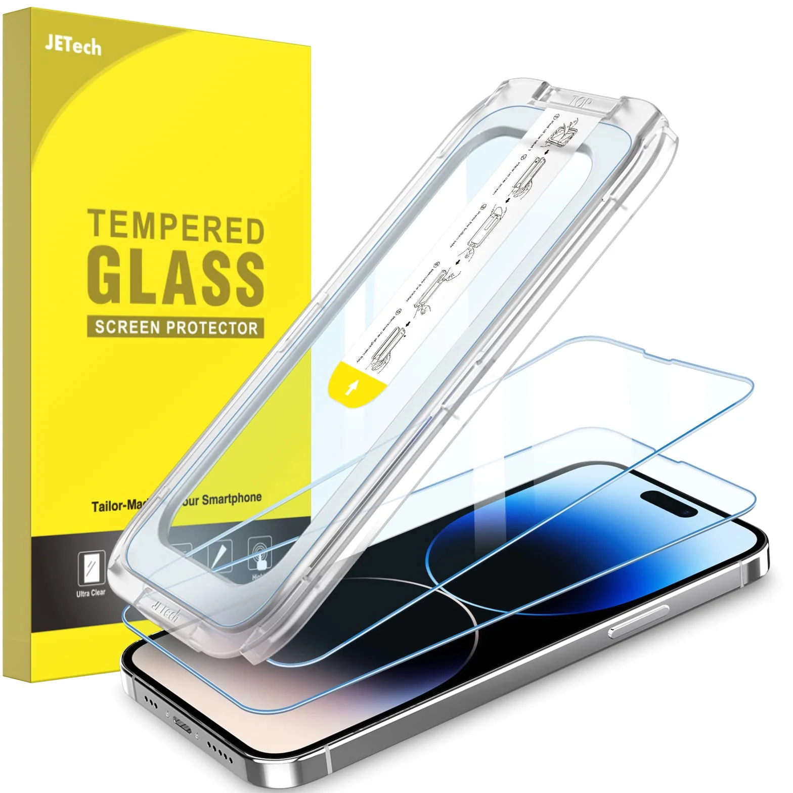 JETech Szkło Hartowane do iPhone 14 Pro 6,1 Cala, 2 Sztuki