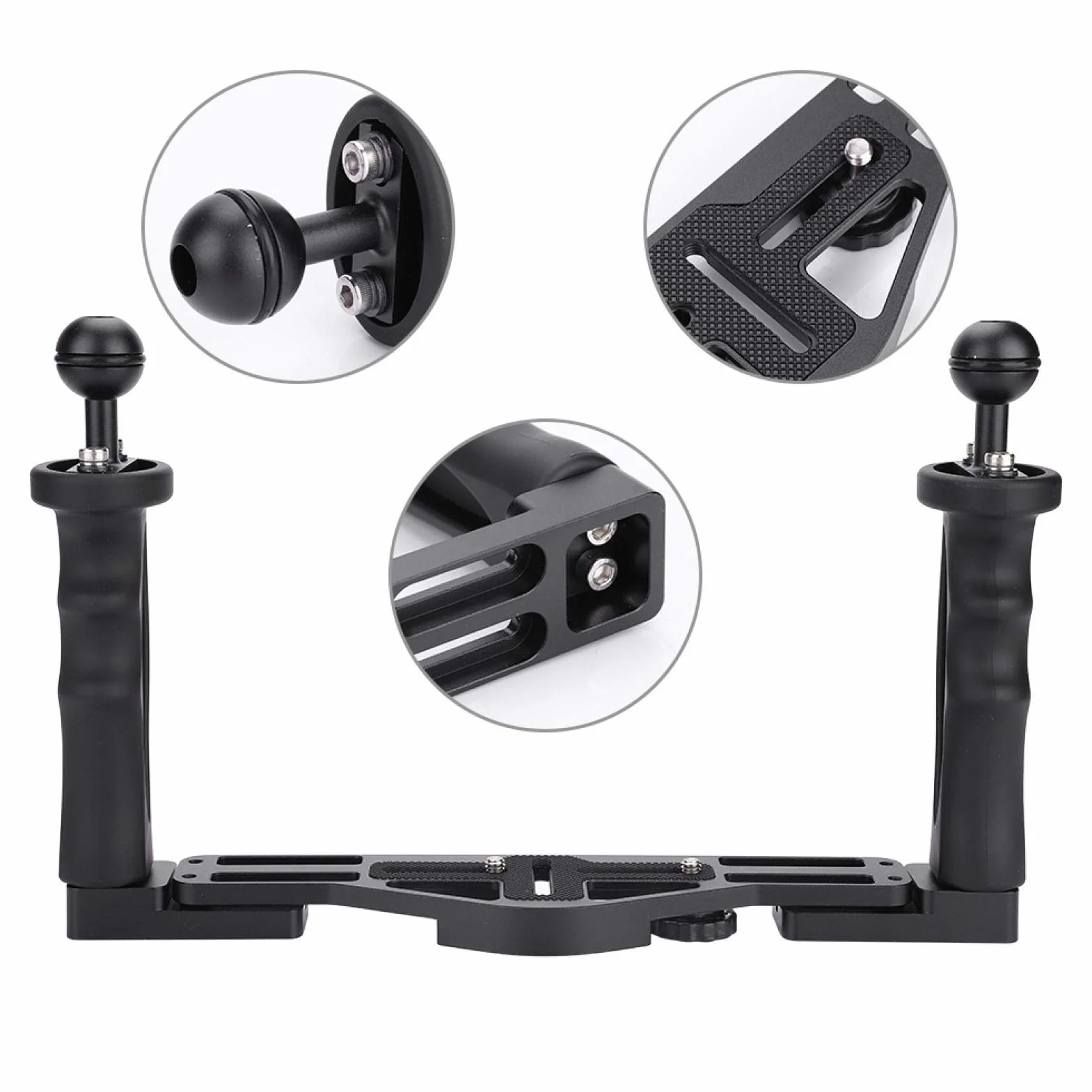 Ręczny stabilizator ze stopu aluminium, VBESTLIFE 1/10.2 cm śruby uchwyt uchwyt do obudowy kamery podwodnej, akcesoria, czarna
