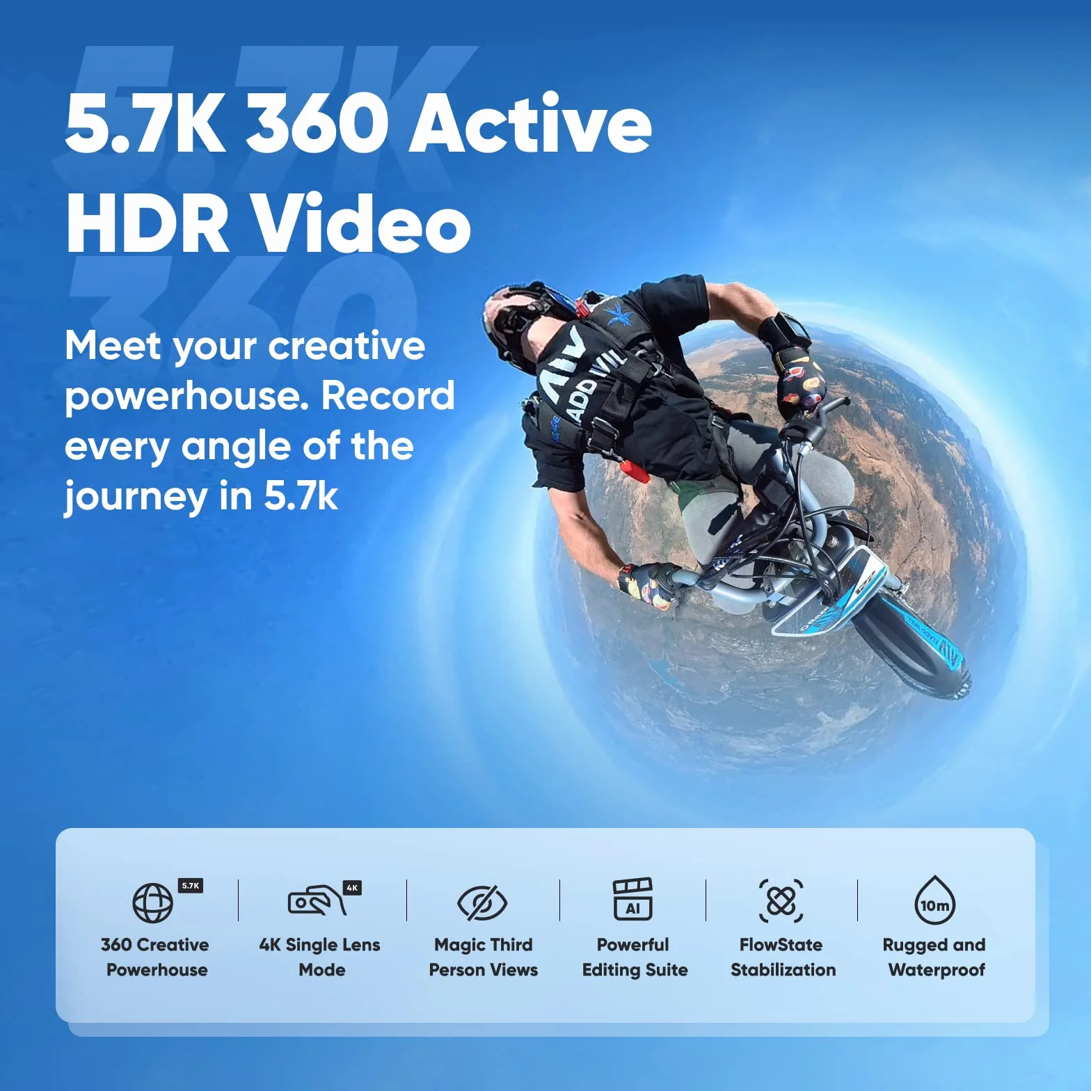 Insta360 X3 nowy zestaw motocyklowy – wodoodporna kamera sportowa 360 z czujnikami 1/2 cala 48 MP, 5,7K 360 Active HDR, zdjęcie 72 MP 360, pojedynczy obiektyw 4K, tryb 60 kl./s, stabilizacja, edycja