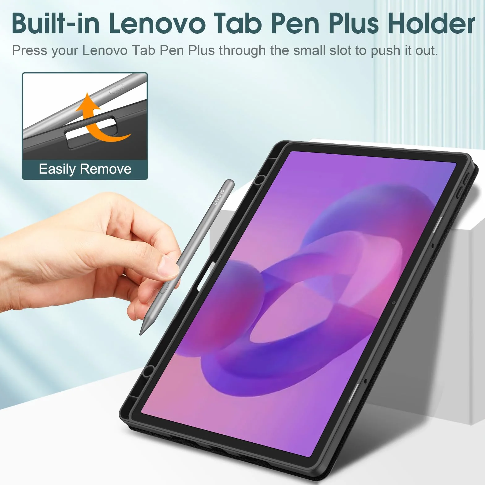 Fintie Etui do Lenovo Idea Tab Pro 12,7 cala 2025 (TB-373FU/ TB-375FC) - ultracienkie, miękkie etui ochronne z TPU z uchwytem na długopis i funkcją automatycznego wygaszenia/wybudzania, czarne