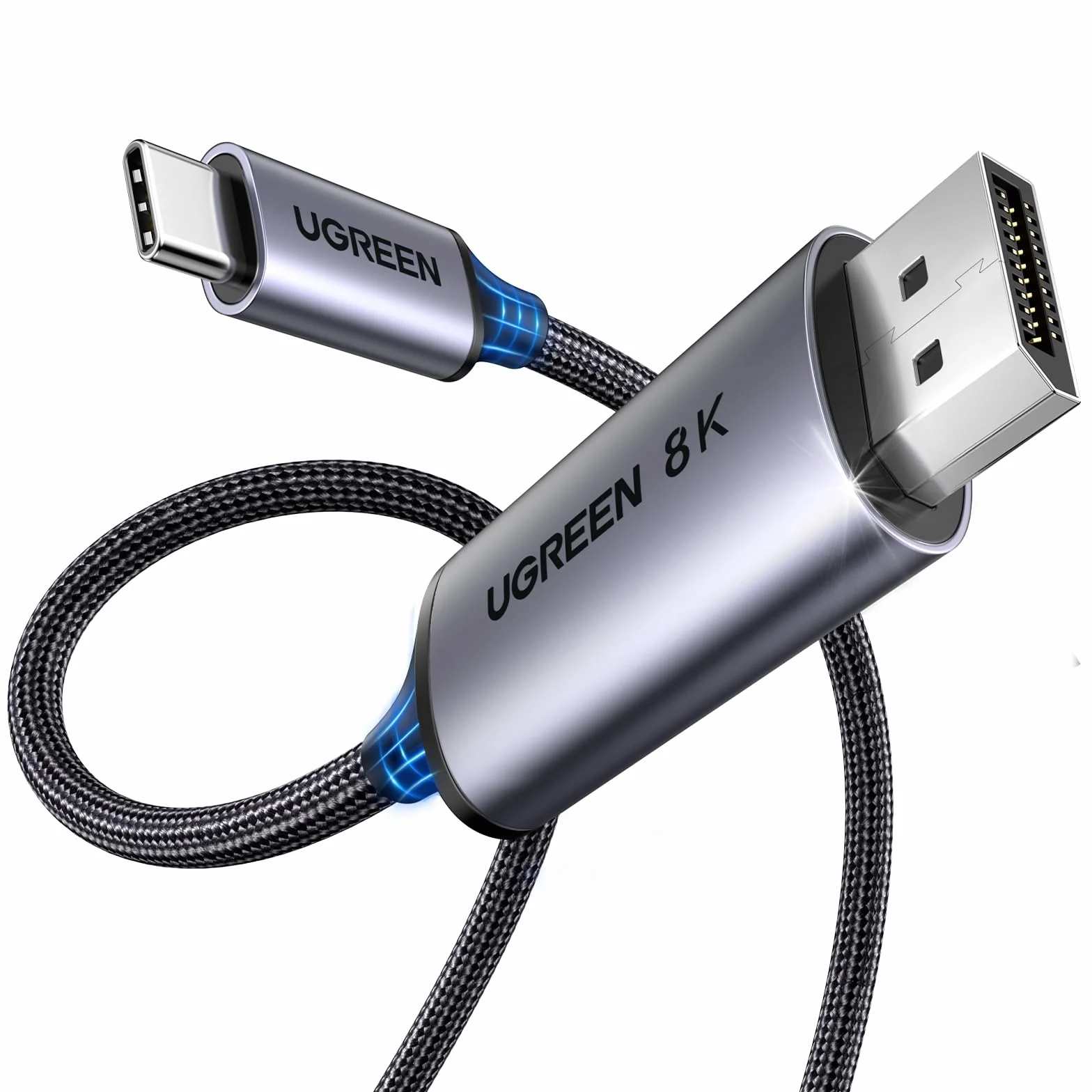 UGREEN USB C do DisplayPort 1.4 Kabel dwukierunkowy 8K@60Hz 4K@240Hz DisplayPort do USB C Thunderbolt 4 Kabel aluminiowy pleciony (2M)
