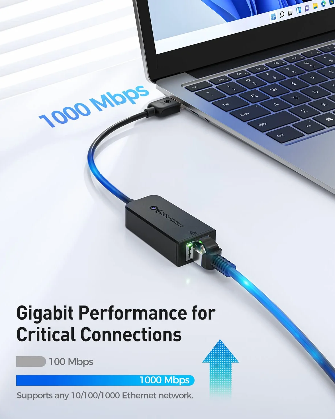 Cable Matters Adapter USB na Ethernet 3.0 10/100/1000 Mbps Czarny