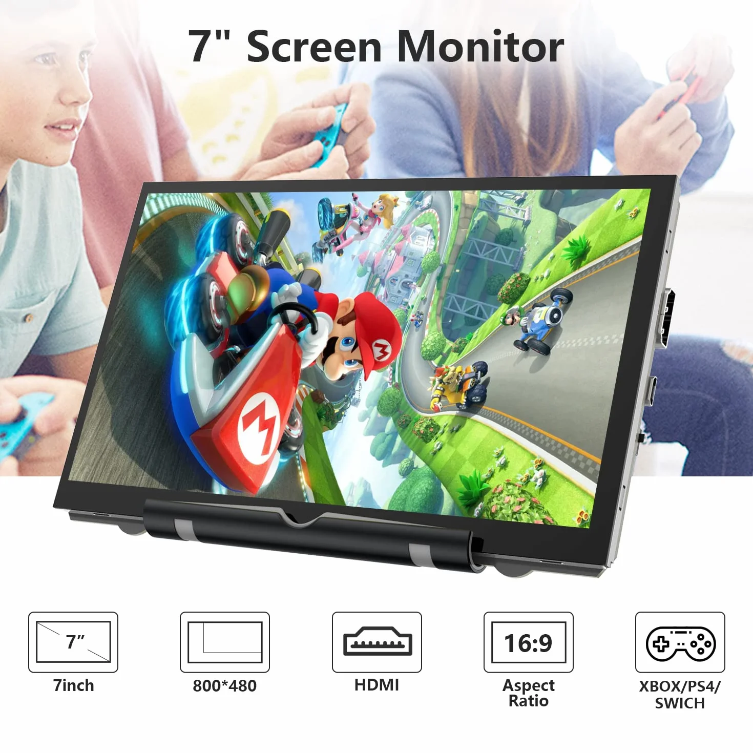 HAMTYSAN Raspberry Pi 7-calowy mini monitor 800 x 480, IPS Mały ekran Przenośny monitor HDMI do Raspberry Pi 400/4/3/2/Zero/B/B+ Jetson Nano Win11/10/8/7 (Non-Touch)
