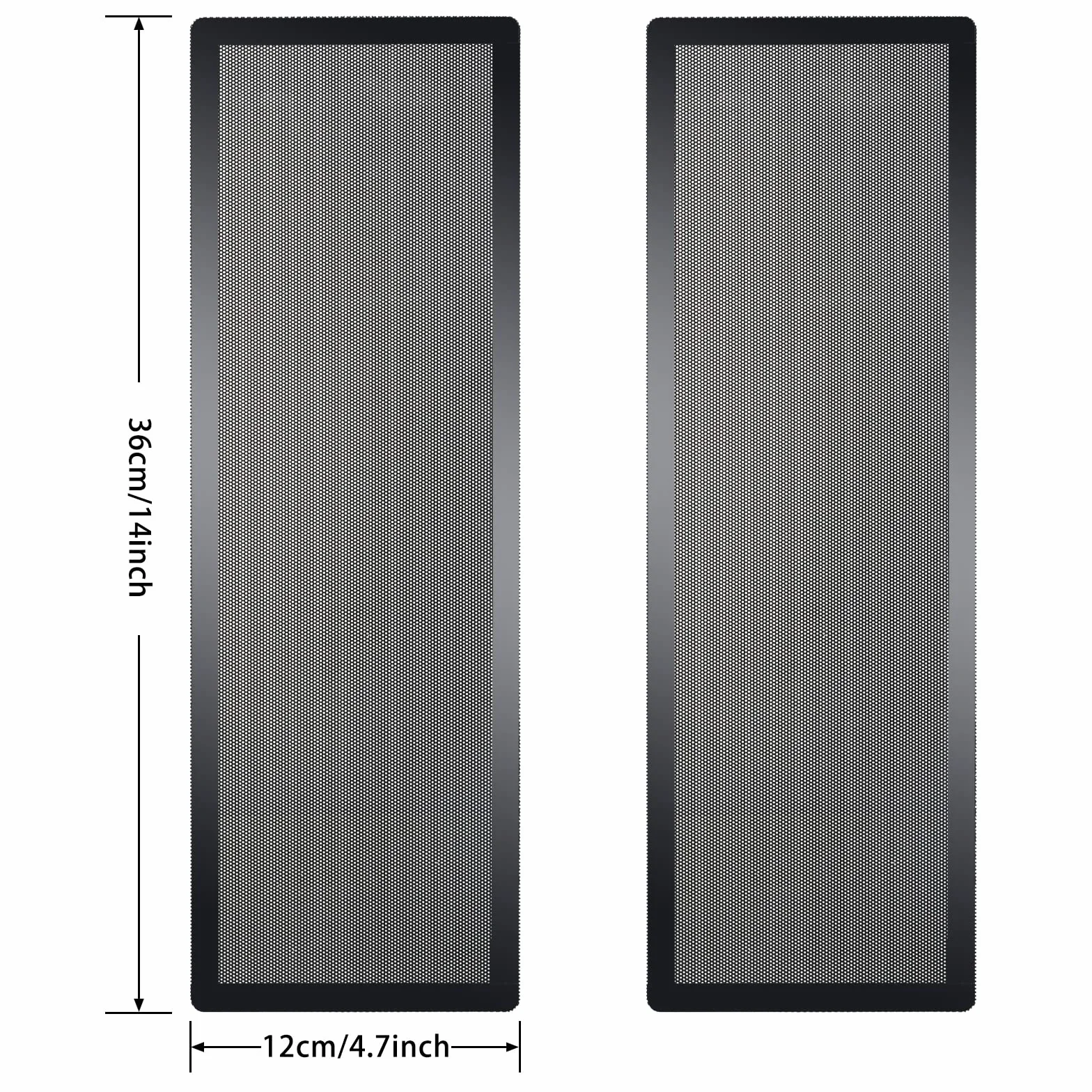 Obudowa komputera 360 mm x 120 mm z filtrem przeciwpyłowym, siatka osłonowa magnetyczna, czarna (2 sztuki)