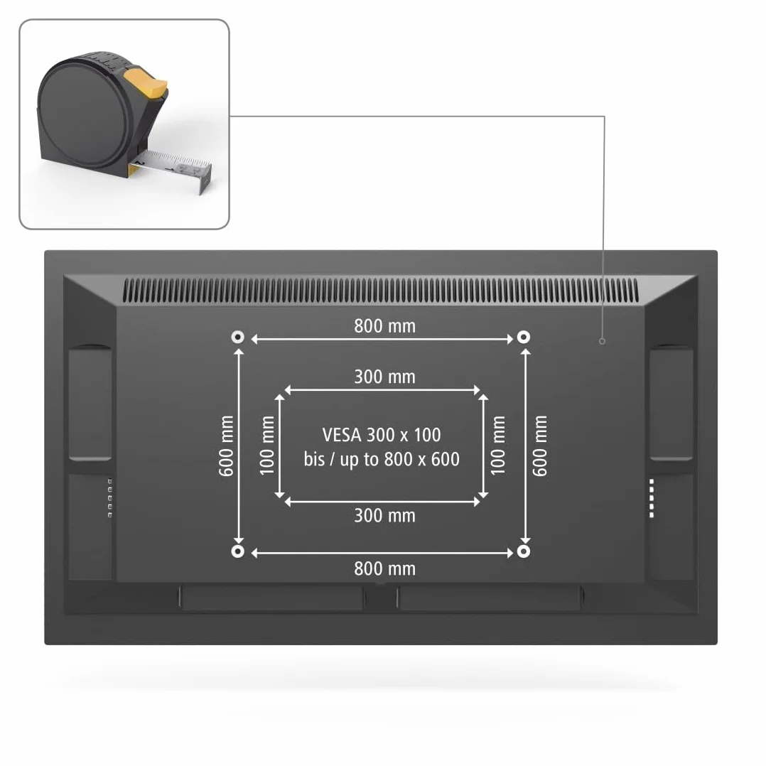 Hama Uchwyt ścienny do telewizora (3 przeguby, 90",VESA 800x600, LCD/LED, do TV, na ścianie, obracany 120 stopni, pochyły, stalowy, maks. udźwig 75 kg, zawiasy ścienne) czarny