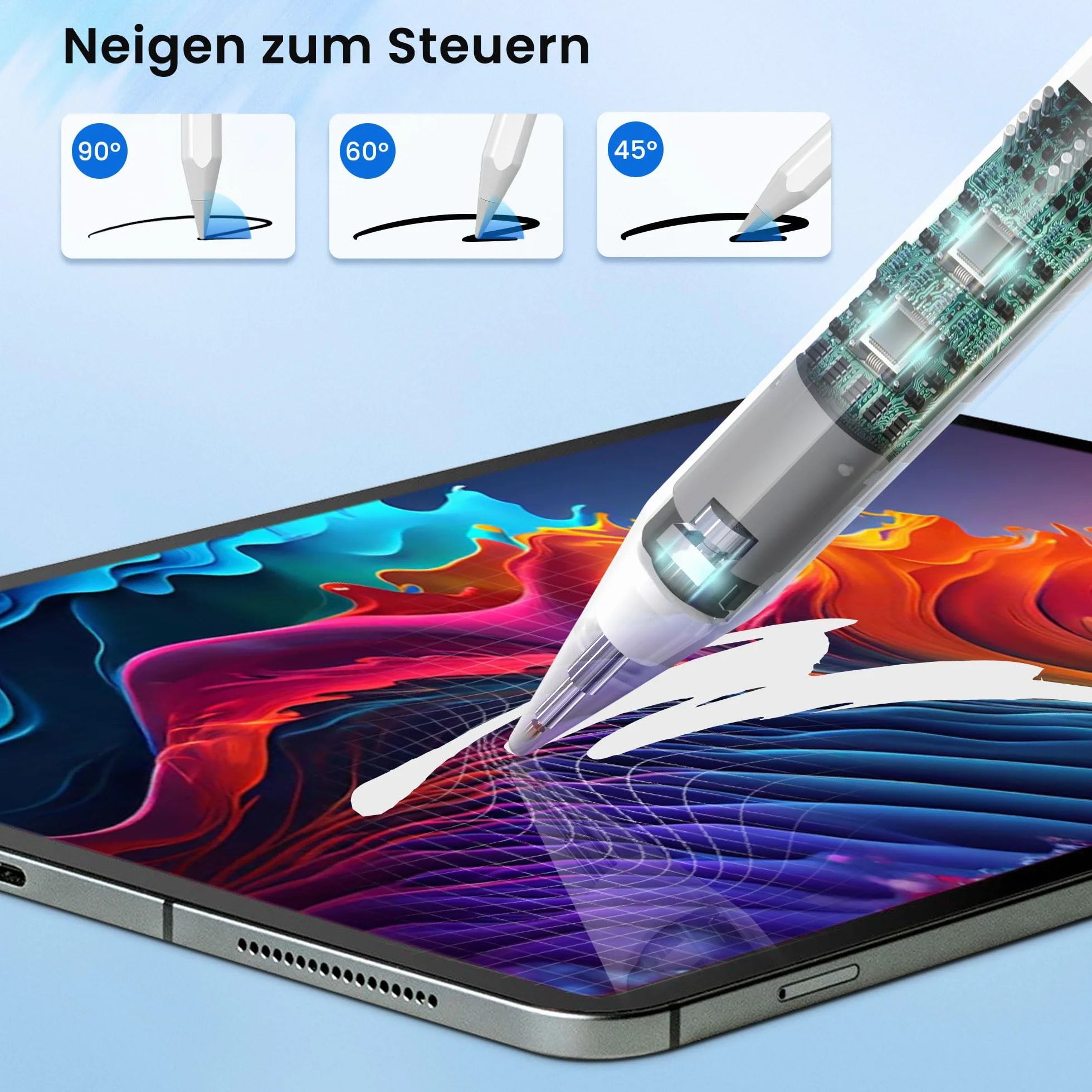 YISH Stylus do iPada 2018-2025: z magnetycznym mocowaniem, czułością na nachylenie i odrzucaniem dłoni | Kompatybilny z iPad 6/7/8/9/10/11, Air 3/4/5/M2/M3, Mini 5/6, Pro M4/11″/12,9″/13″