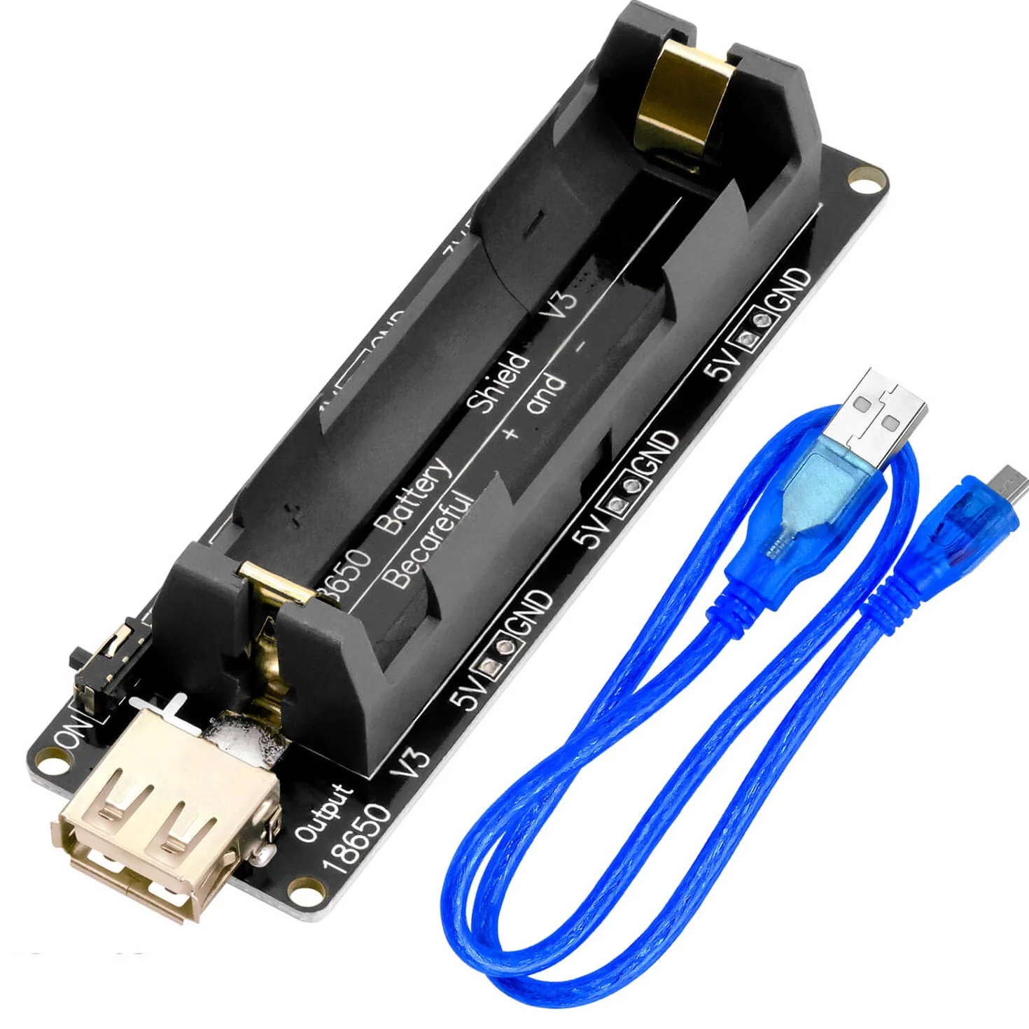 AZDelivery 18650 Battery Expansion Shield V3 Złącze Micro-USB, w tym kabel USB kompatybilny z Arduino w tym E-Book!