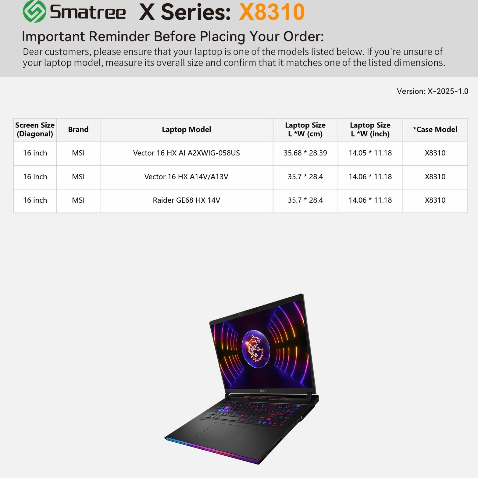 Smatree Twarde etui ochronne z pianki EVA, kompatybilne z 40.6 cm MSI Raider GE68 HX 14 V, MSI Vector 16 HX A14V/A13V, smukłe i odporne na wstrząsy, torba na notebooka, białe (X8310W)