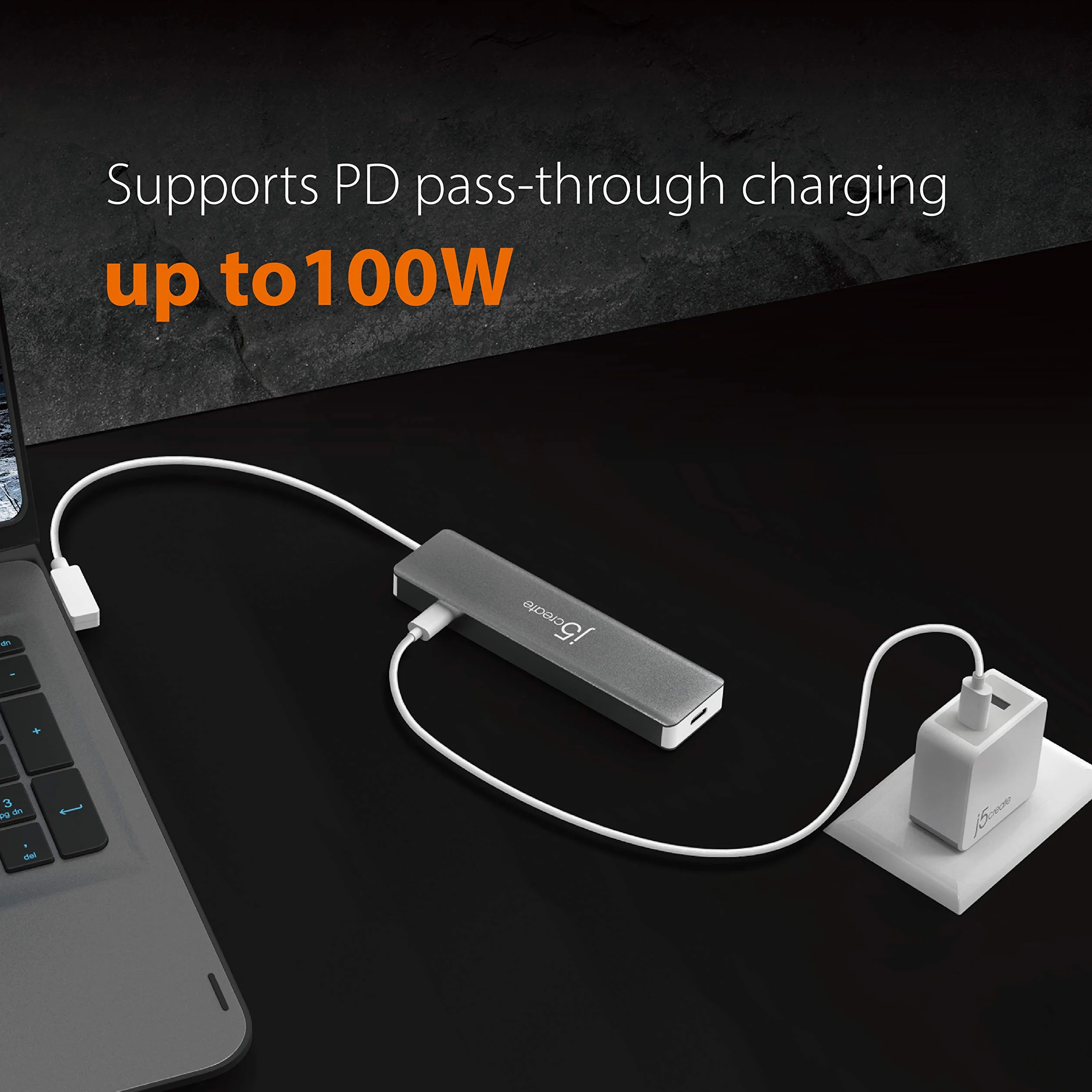j5create 9 w 1 USB-C Hub - SuperSpeed+ adapter typu C z Ethernet, microSD/SD 4.0, 4K HDMI, USB-C 3.1 Gen2, PD 100 W kompatybilny z MacBook Pro/Air, XPS, Chromebook i innymi laptopami USB C