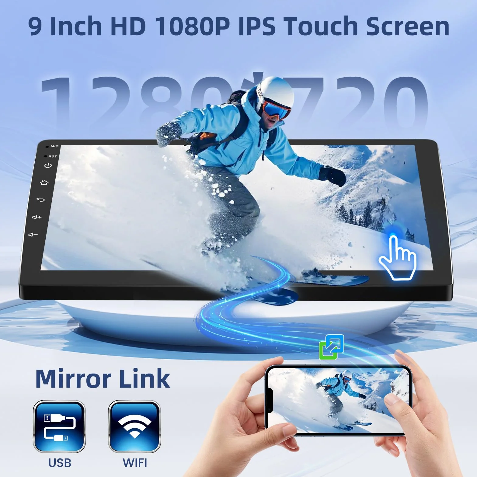 Hikity [4+64GB] Android 15 Radio, CarPlay Android Auto Bezprzewodowe, dla Seat Altea 2004-2016, 9-calowy ekran, Bluetooth, Mirror Link, Kamera cofania, Nawigacja GPS, EQ, DSP, WiFi, FM, RDS, SWC, USB