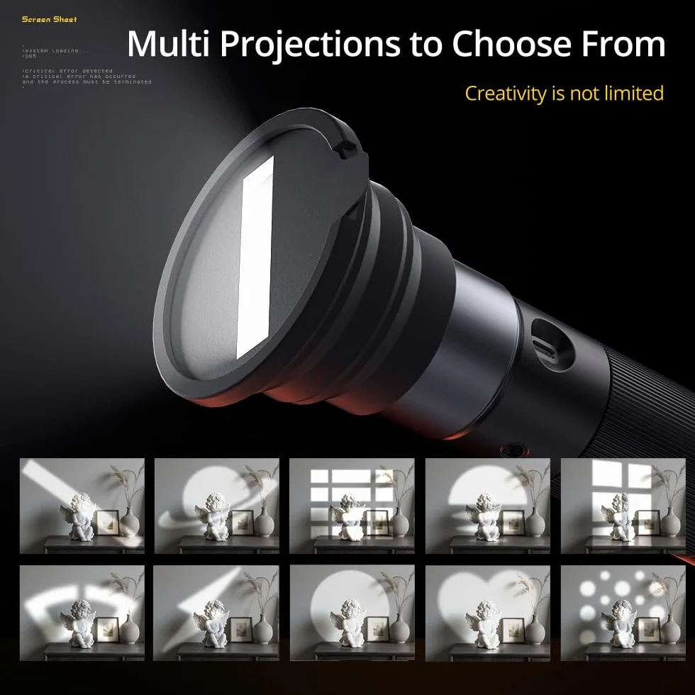 AMBITFUL Ręczna latarka fotograficzna LED, 4 kolory, przenośny reflektor fotograficzny z 20 gobo, 8400 mAh stop aluminium ładowalne światło wypełniające, wideo, tworzenie treści