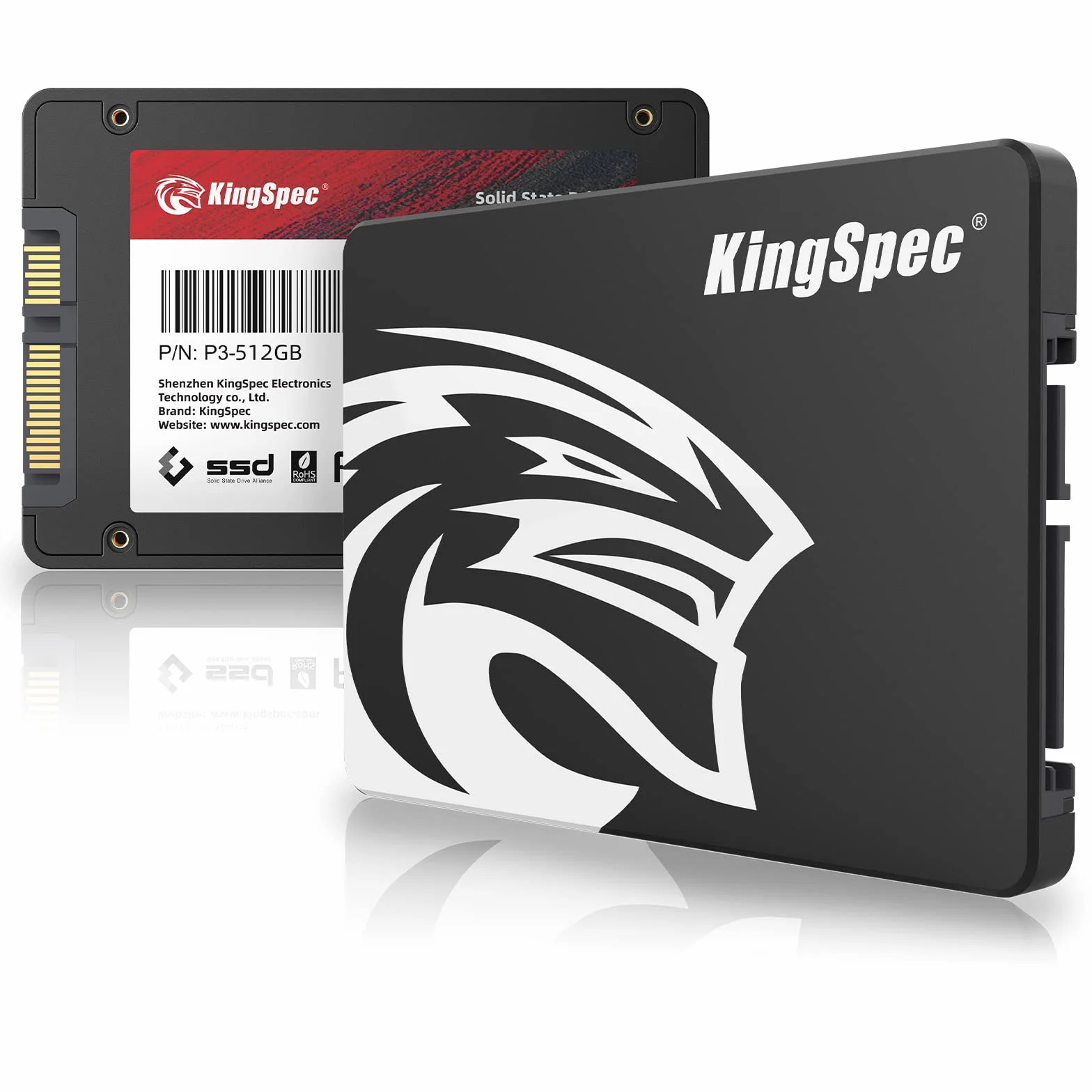 KingSpec 512GB 2.5" SATA III SSD - Wewnętrzny Dysk SSD Twardy z 3D NAND Flash, Szybki i Niezawodny, Kompatybilny z Laptopami i Komputerami Stacjonarnymi