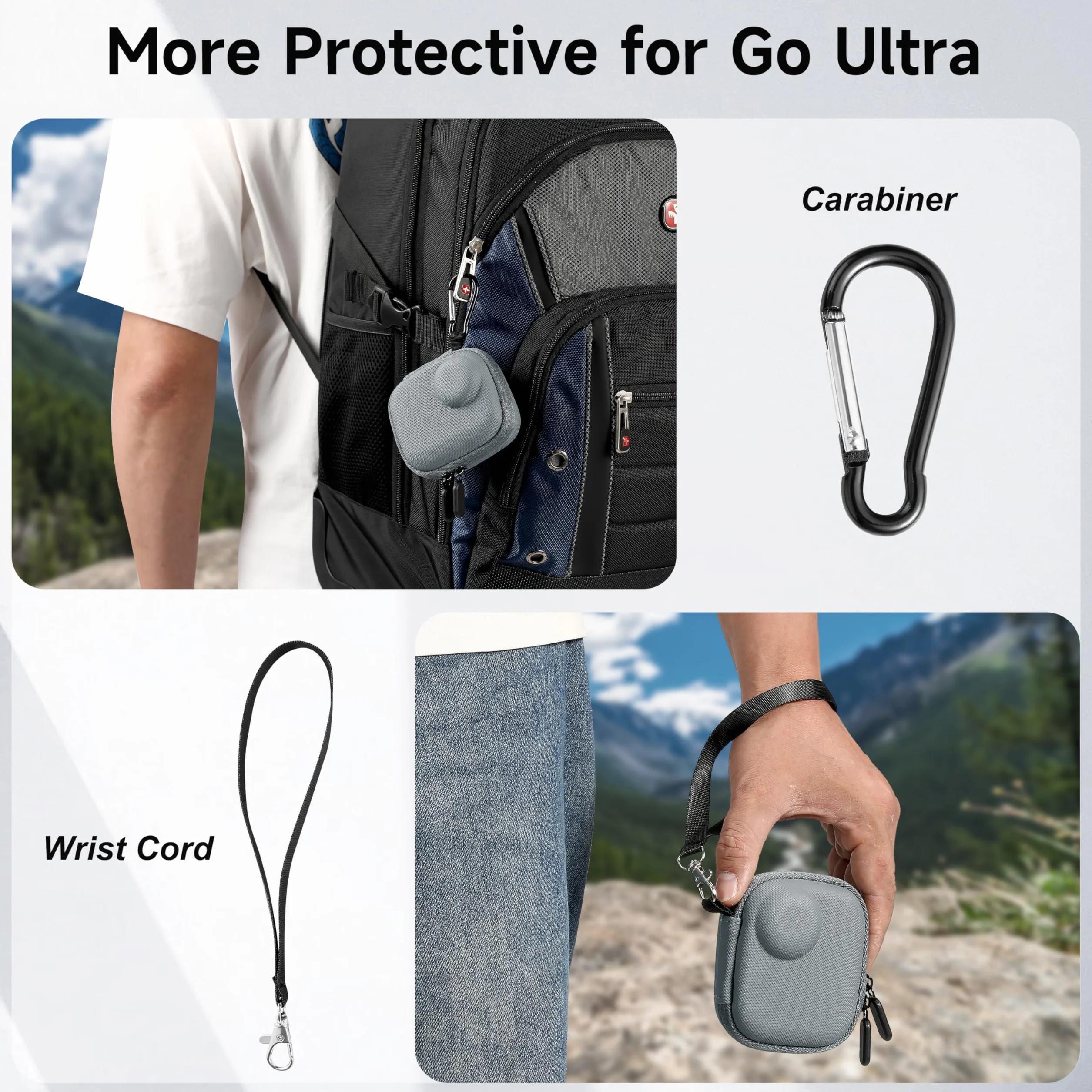 STARTRC VCR Futerał do Insta360 GO Ultra Hard Shell Lens PU Cover Protection Bag Travel Portable Cases z karabińczykiem i paskiem na nadgarstek, akcesoria do kamer akcji (flanela)