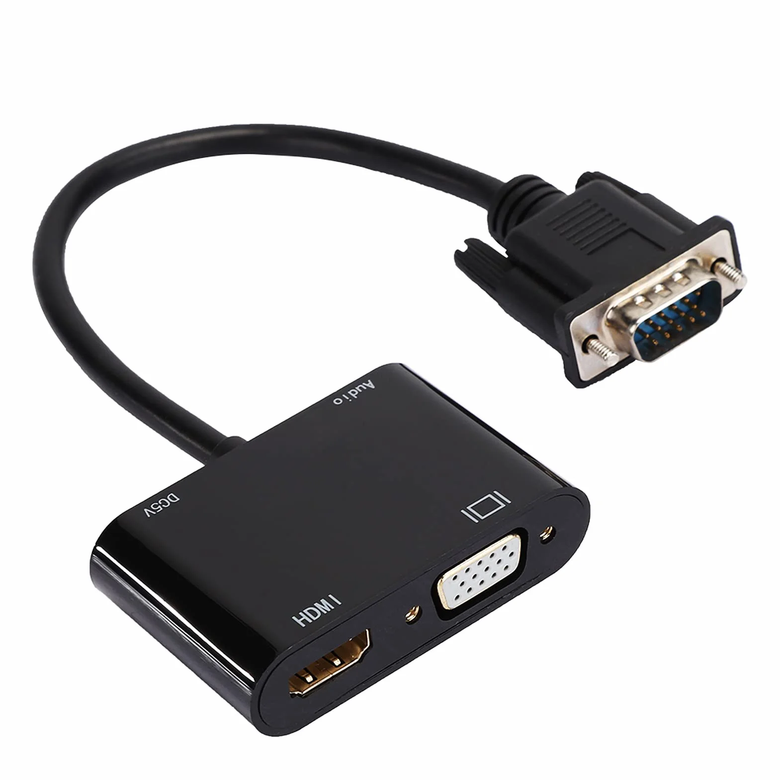 Adapter VGA na HDMI 1080P konwerter z dźwiękiem stereo 3.5 mm do telewizora laptopa monitora