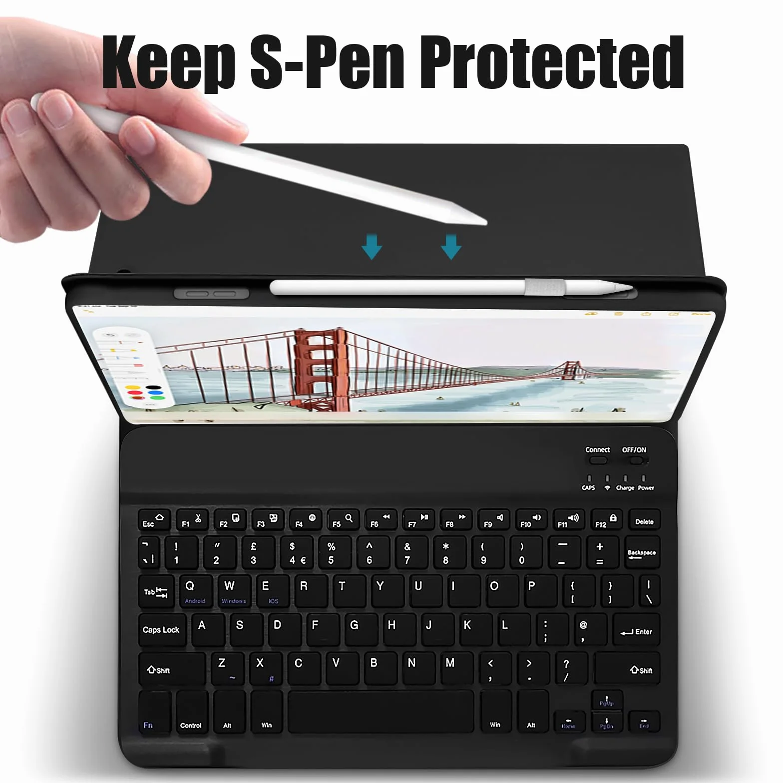 Lenovo Tab M10 3. generacji 10,1 cala 64 GB etui z odłączaną klawiaturą - smukłe inteligentne etui do tabletu M10 (2022) - układ brytyjski - czarne
