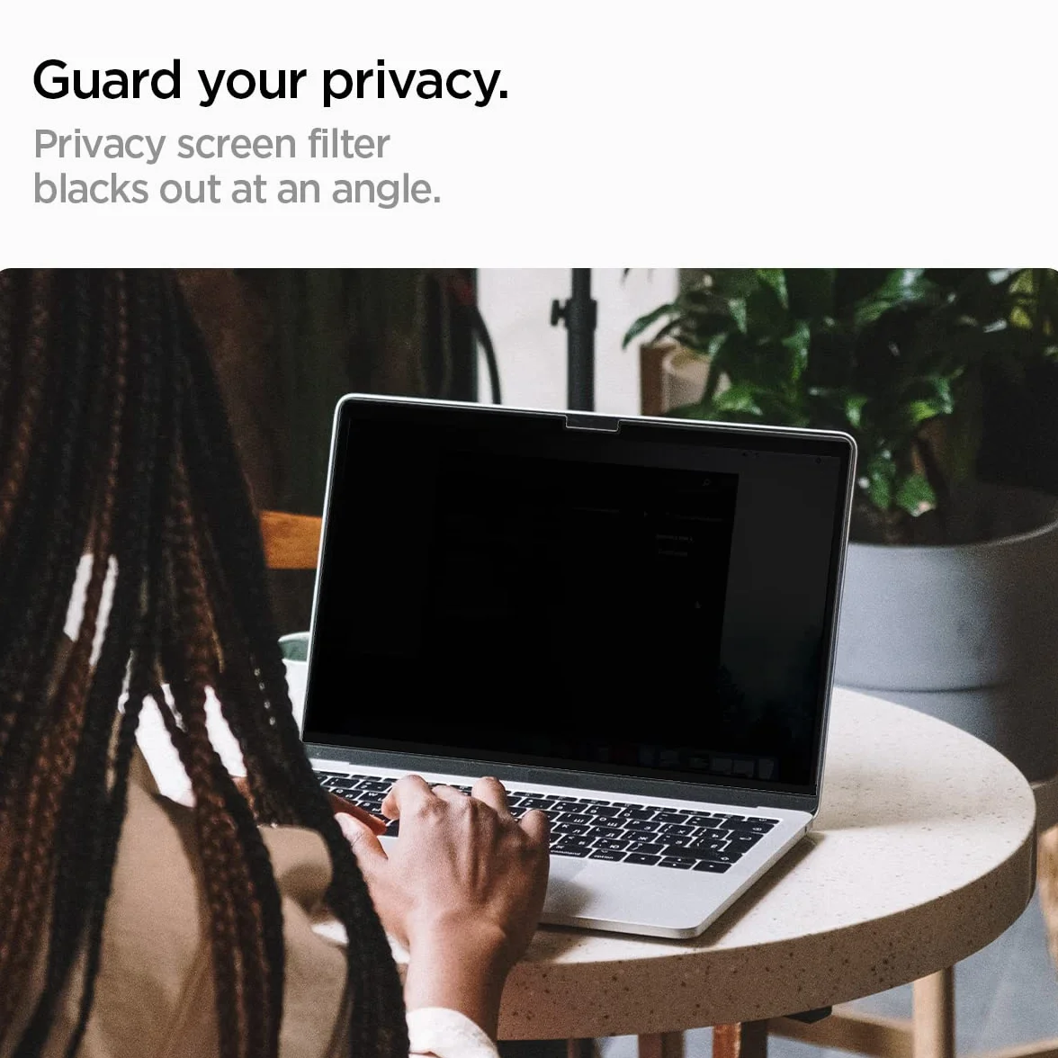 Spigen SafeView Magnetyczny filtr prywatności do MacBook Pro 14 cali (od 2021, M3 / M3 Pro / M3 Max / M2 Pro / M2 Max / M1 Pro / M1 Max), filtr prywatności, ochrona przed odciskami palców