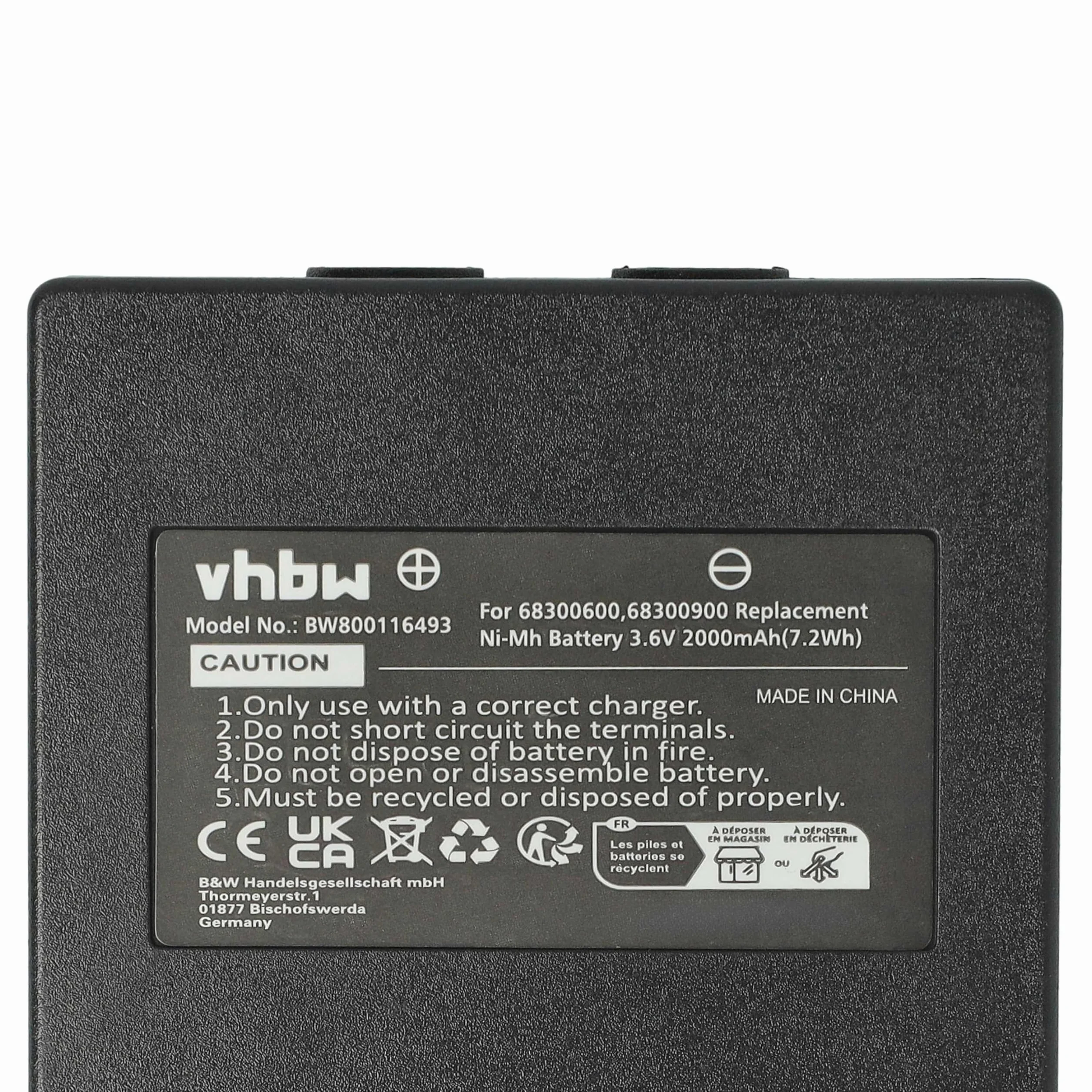 vhbw Bateria 5 X kompatybilna z Hetronic Harris P7370, P5470, P7300, P7350 przemysłowy pilot zdalnego sterowania operatora (2000 mAh, 3,6 V, NiMH)