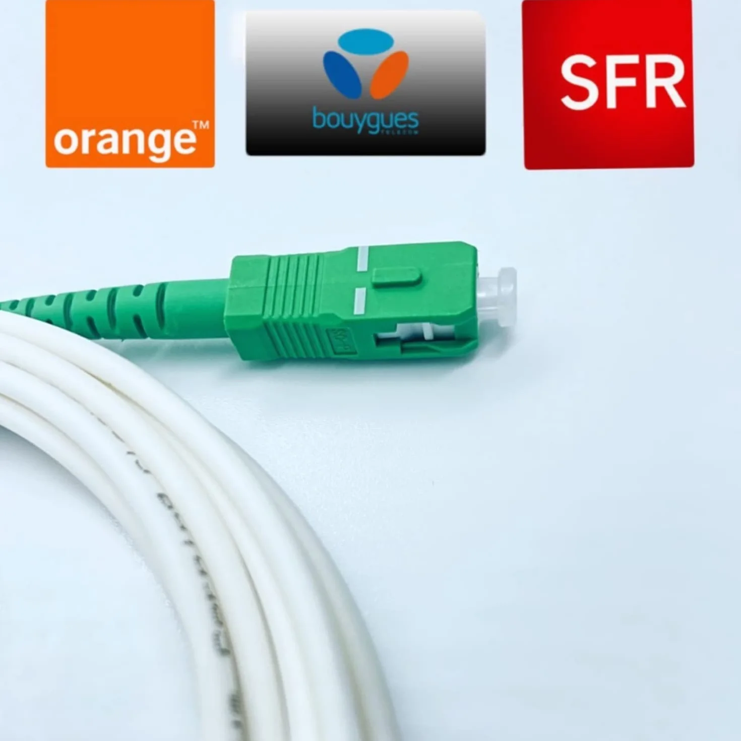 VALARDE Kabel światłowodowy/Przedłużacz Pomarańczowy SFR Bouygues Free - Jednomodowy SC-APC do SC-APC - Złącze ekranowane i wzmocnione kevlarem - bardzo niska strata (3 M)