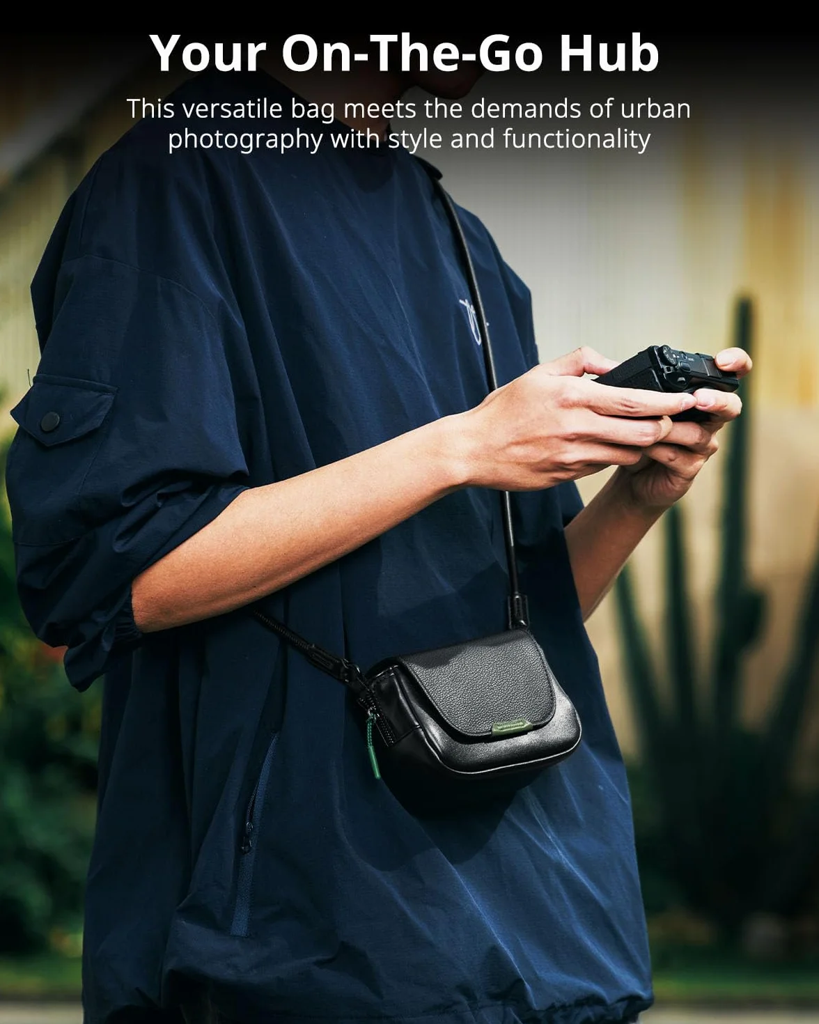SMALLRIG Kompaktowa torba na aparat, torba na ramię z paskiem na ramię, skórzany futerał z magnetycznym zatrzaskiem do Ricoh serii GR, dla fotografów (czarny) - 5673