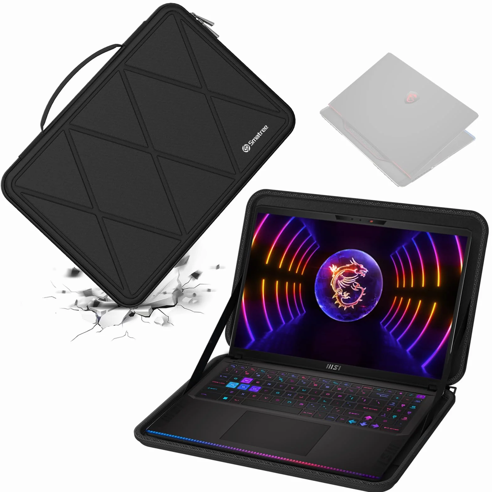 Smatree Twarde etui ochronne z pianki EVA, kompatybilne z 40.6 cm MSI Raider GE68 HX 14 V, MSI Vector 16 HX A14V/A13V, smukłe i odporne na wstrząsy, torba na notebooka (X8310)