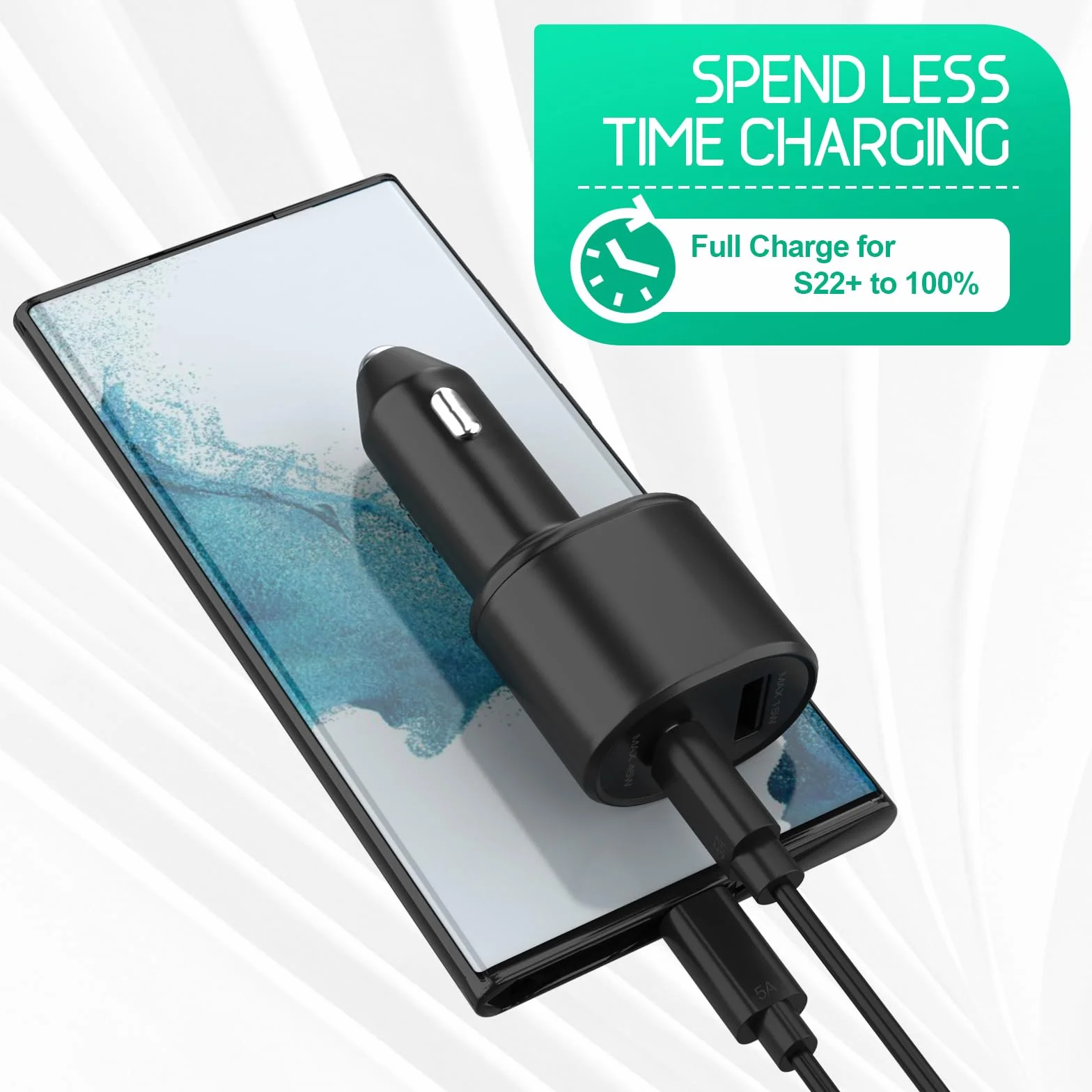 for Samsung Super Fast Dual Car Charger (45W+15W) with Super Fast Charging Cable for Samsung Galaxy S25 S24 S22 S21 S20 Ultra Plus Note 10+,Pixel,Note 20,PPS Car Charger