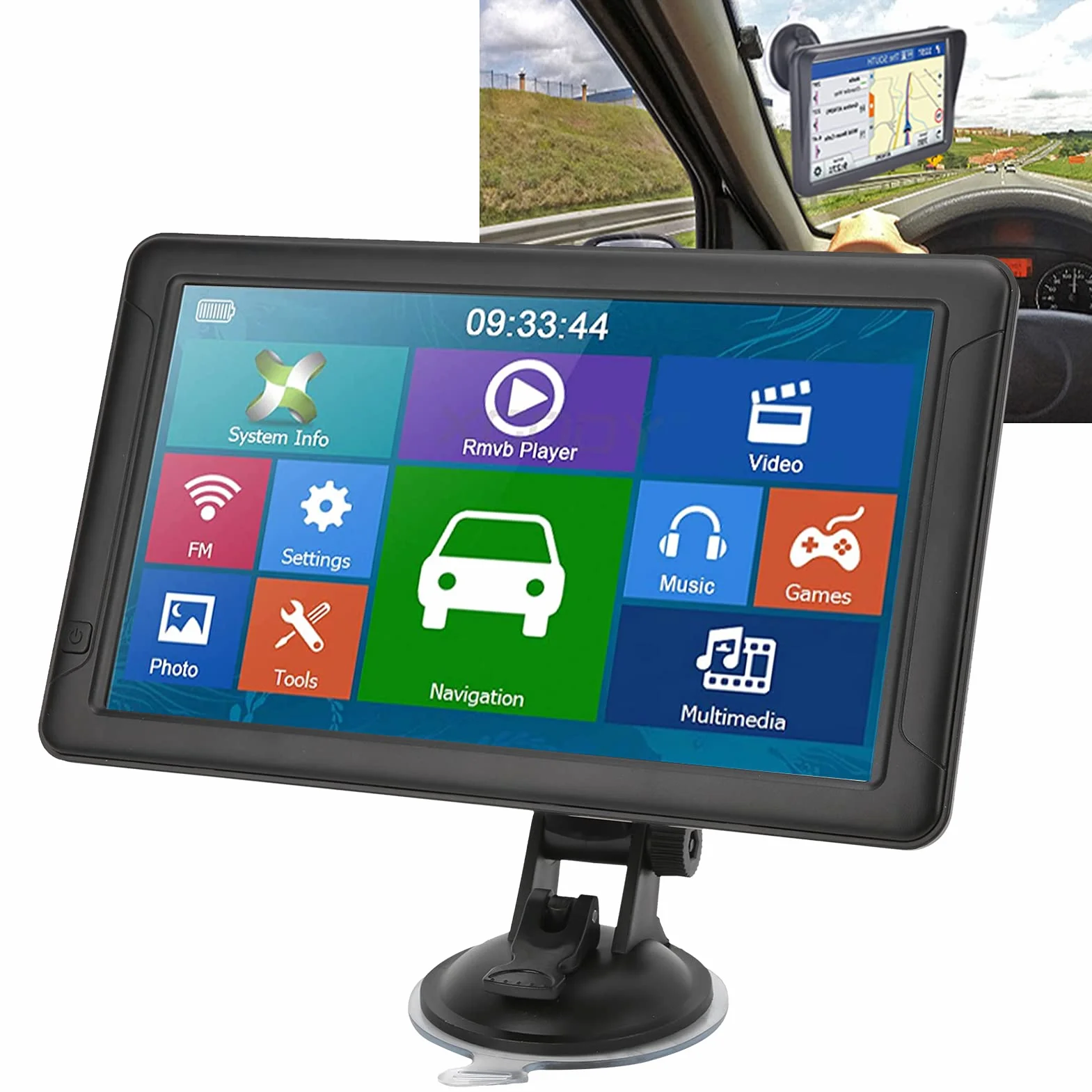 Shanrya Nawigacja GPS z ekranem dotykowym, mapa Ameryki Nawigacja samochodowa GPS 9-calowe wskazówki głosowe 8 GB pamięci dla ciężarówki
