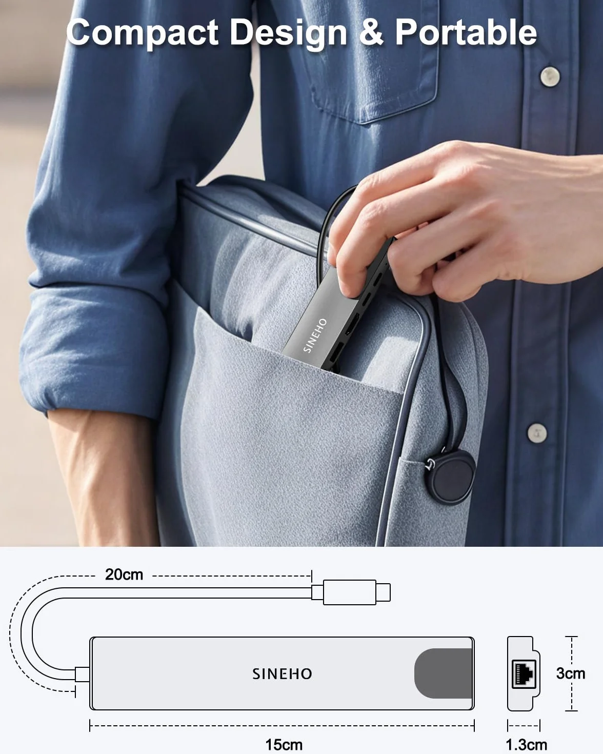 Hub USB C 8 w 1 HDMI 4K 30 Hz PD 100 W USB 3.0 Ethernet czytnik kart SD/TF MacBook Dell XPS Surface Pro