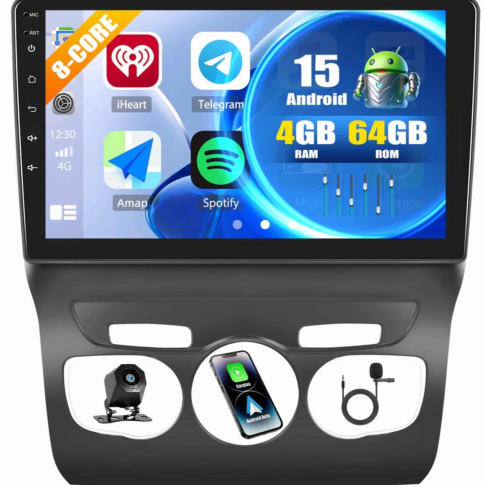 CAMECHO 4 + 64 G 10 cali Android 15 radio samochodowe do Citroën C4L 2013-2016 z bezprzewodowym Carplay Android Auto Auto nawigacja GPS Radio ekran dotykowy HD z Bluetooth WiFi RDS FM + kamera cofania
