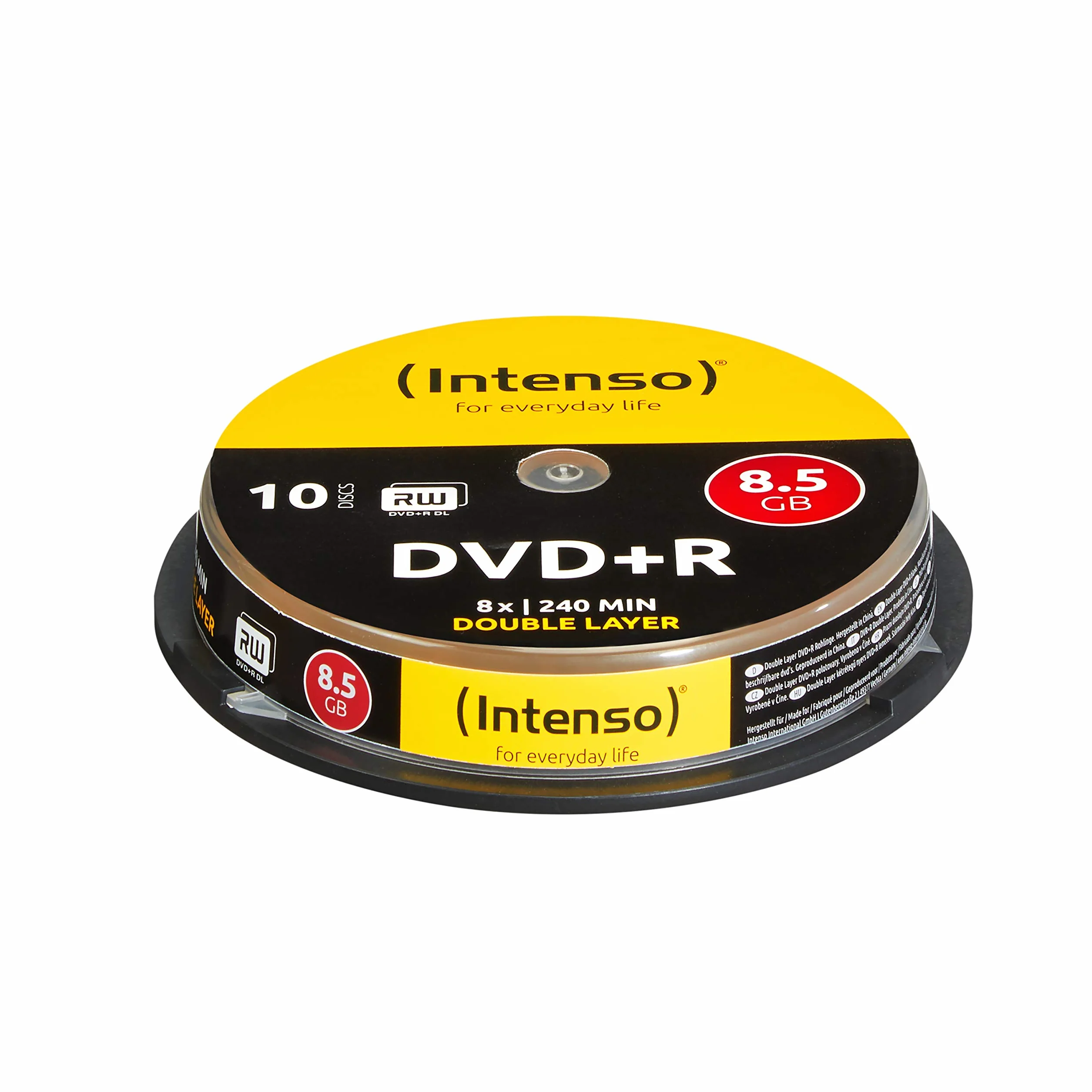 Intenso DVD+R 8.5GB, DL, 8x (10) DVD+R 8.5GB, DL, 8x, 8.5 GB, 45725 (DVD+R 8.5GB, DL, 8x, 8.5 GB, DVD+R, 120 mm, 10 pc(s), 240 min, cakebox)