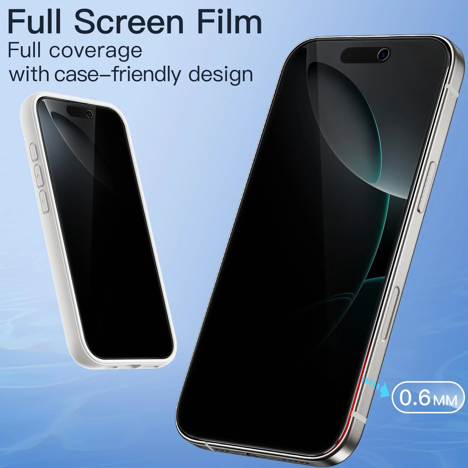 JETech Prywatność Pełna Pokrycie Ochraniacz Ekranu do iPhone 16 Pro 6,3 Cala, Czarną Krawędzią Antyszpieg Szkło Hartowane Film z Narzędzie Łatwej Instalacji, Przyjazny dla Przypadku, 2 Sztuki
