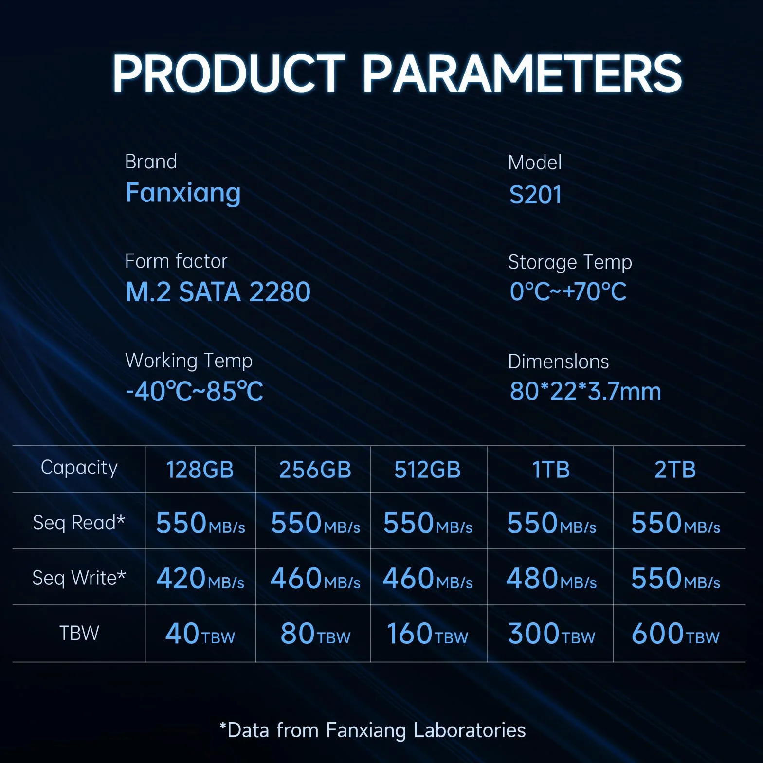 fanxiang S201 Wewnętrzny dysk półprzewodnikowy 256 GB M.2 SSD 2280 SATA III 6 Gb/s, pamięć podręczna SLC dla zwiększenia prędkości, prędkość odczytu do 550 MB/s, kompatybilny z laptopami i komputerami