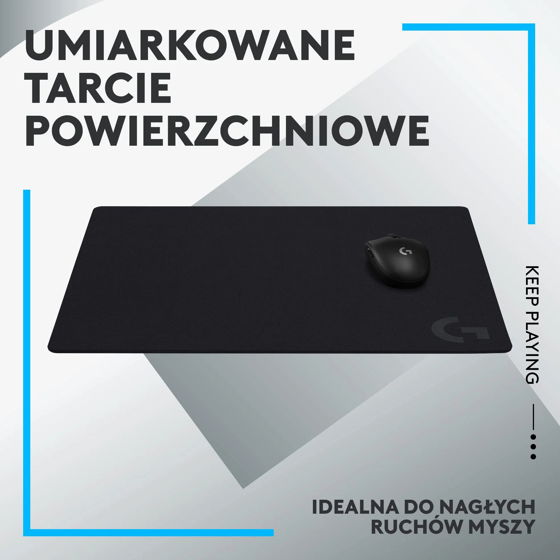 Logitech G G640 Duża Materiałowa Podkładka pod Mysz dla Graczy, Stworzona pod Czujniki, Umiarkowane Tarcie, Antypoślizgowa, akcesoria do PC i do Mac, 460 x 600 x 3 mm