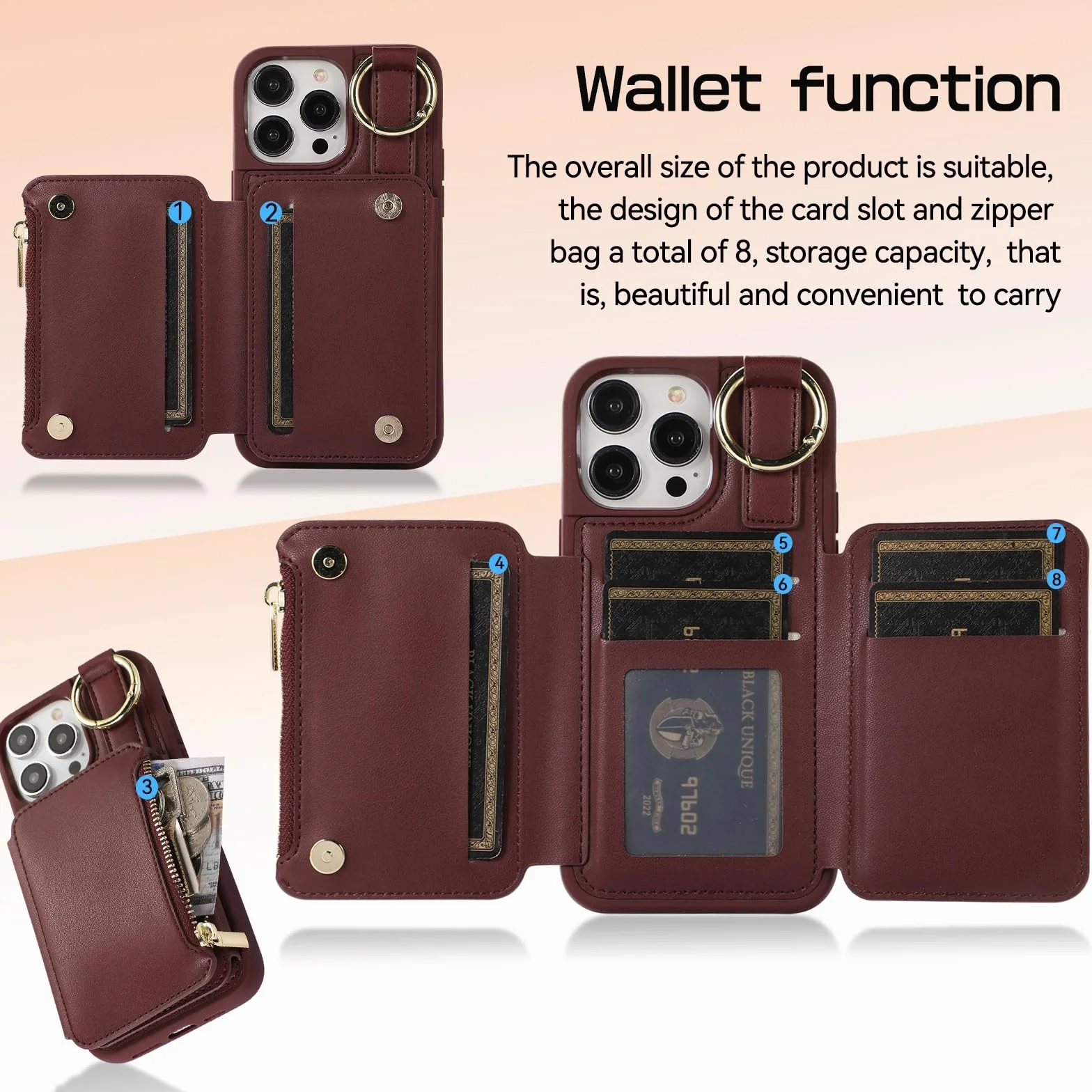 Générique Etui na telefon komórkowy IPhone16/16Pro/16Pro Max, Tarjetero Incorporado Cartera etui na telefon komórkowy z klapką do prueba (niebieski, 16promax)