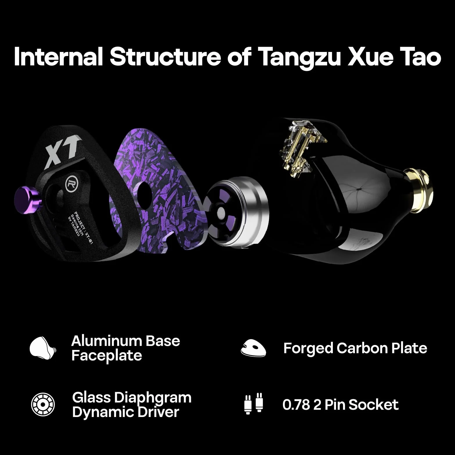 Linsoul TANGZU Xue Tao Słuchawki douszne Gaming, przewodowe słuchawki Hi-Fi z odłączanym mikrofonem, dynamiczny przetwornik douszny z szklaną membraną 10 mm (3,5 mm MIC)