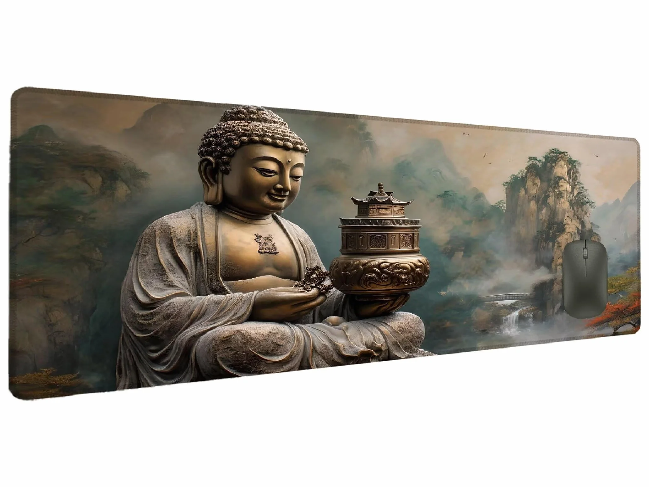 Podkładka pod mysz w stylu retro, Zen, XXL, 1500 x 800 mm, podkładka pod mysz, dla graczy, duża mata na biurko, dekoracja, wodoodporna, antypoślizgowa, gumowa podstawa, ochrona biurka, K-4