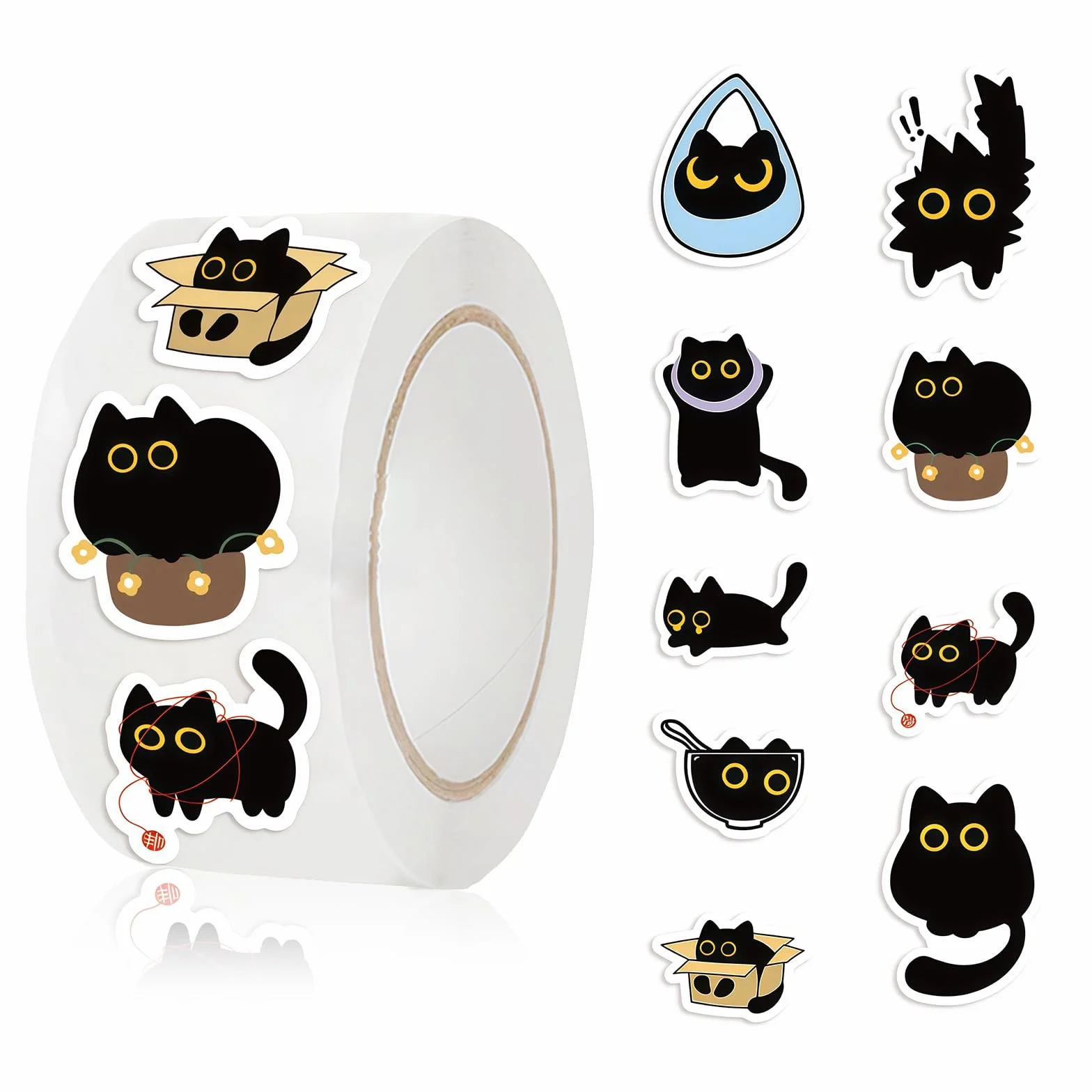 Yamobi Black Cat naklejki Kawaii 500 sztuk do scrapbookingu na laptopa